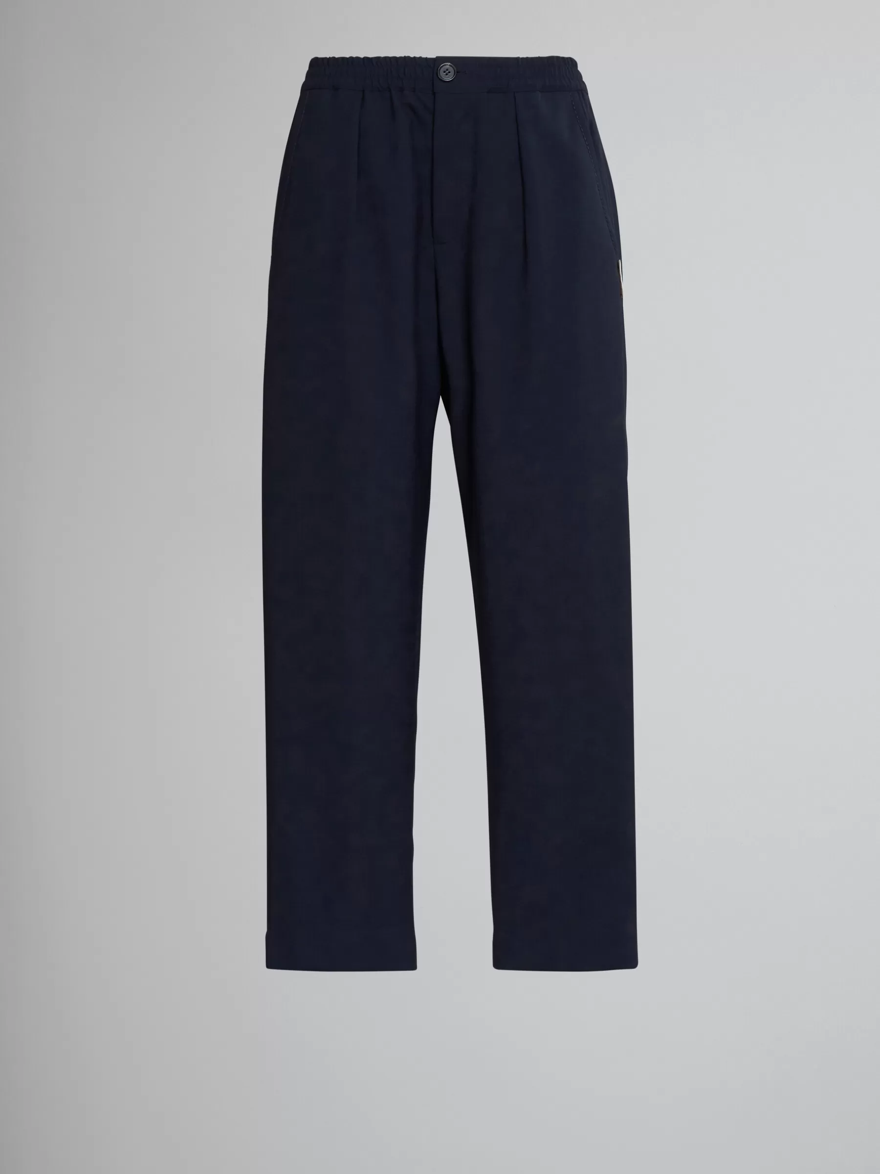 Marni Cropped Trousers In Blue Tropical Wool BLUBLACK Outlet