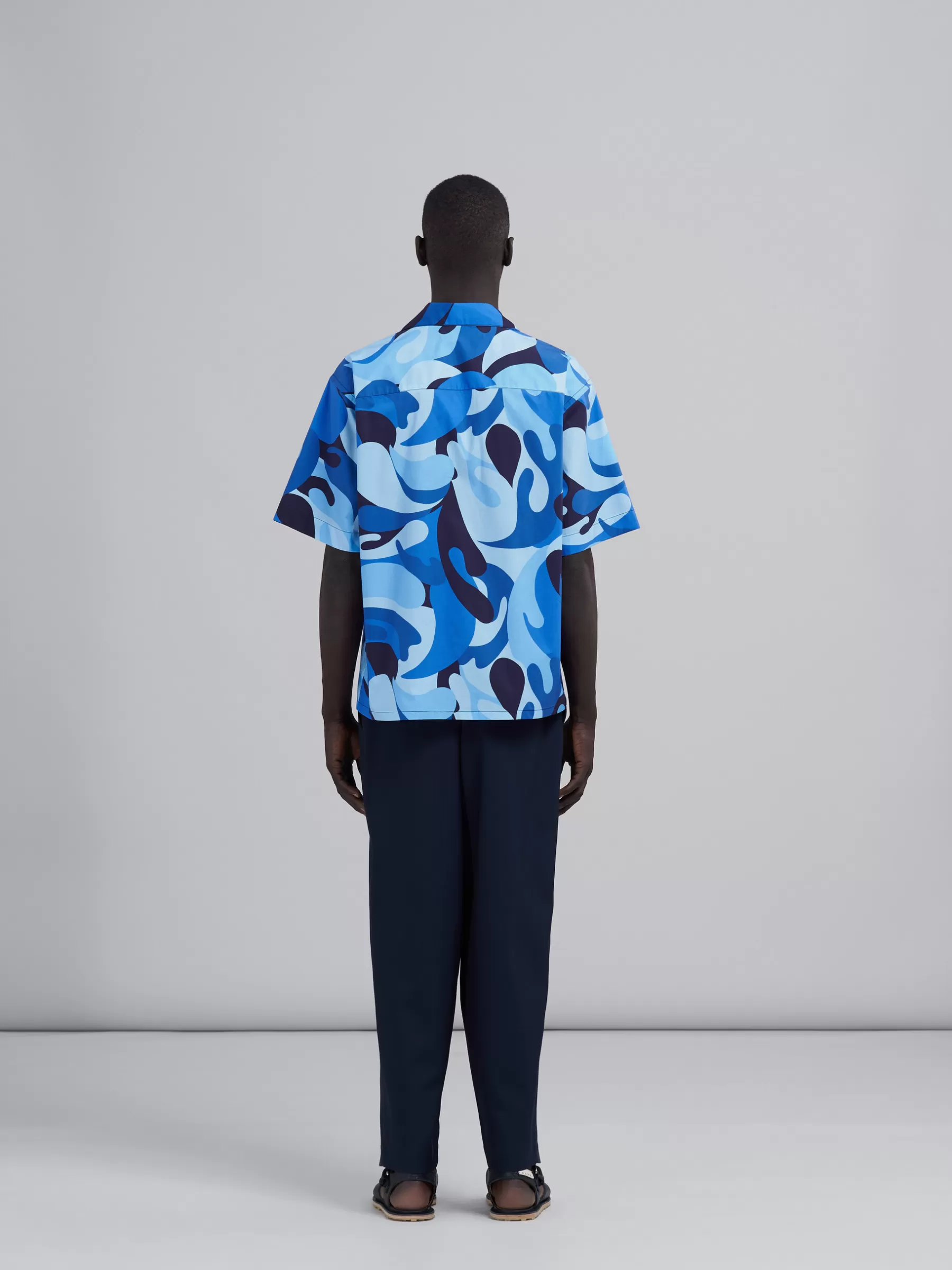 Marni Cropped Trousers In Cool Wool With Drawstring At The Waist BLUBLACK Fashion