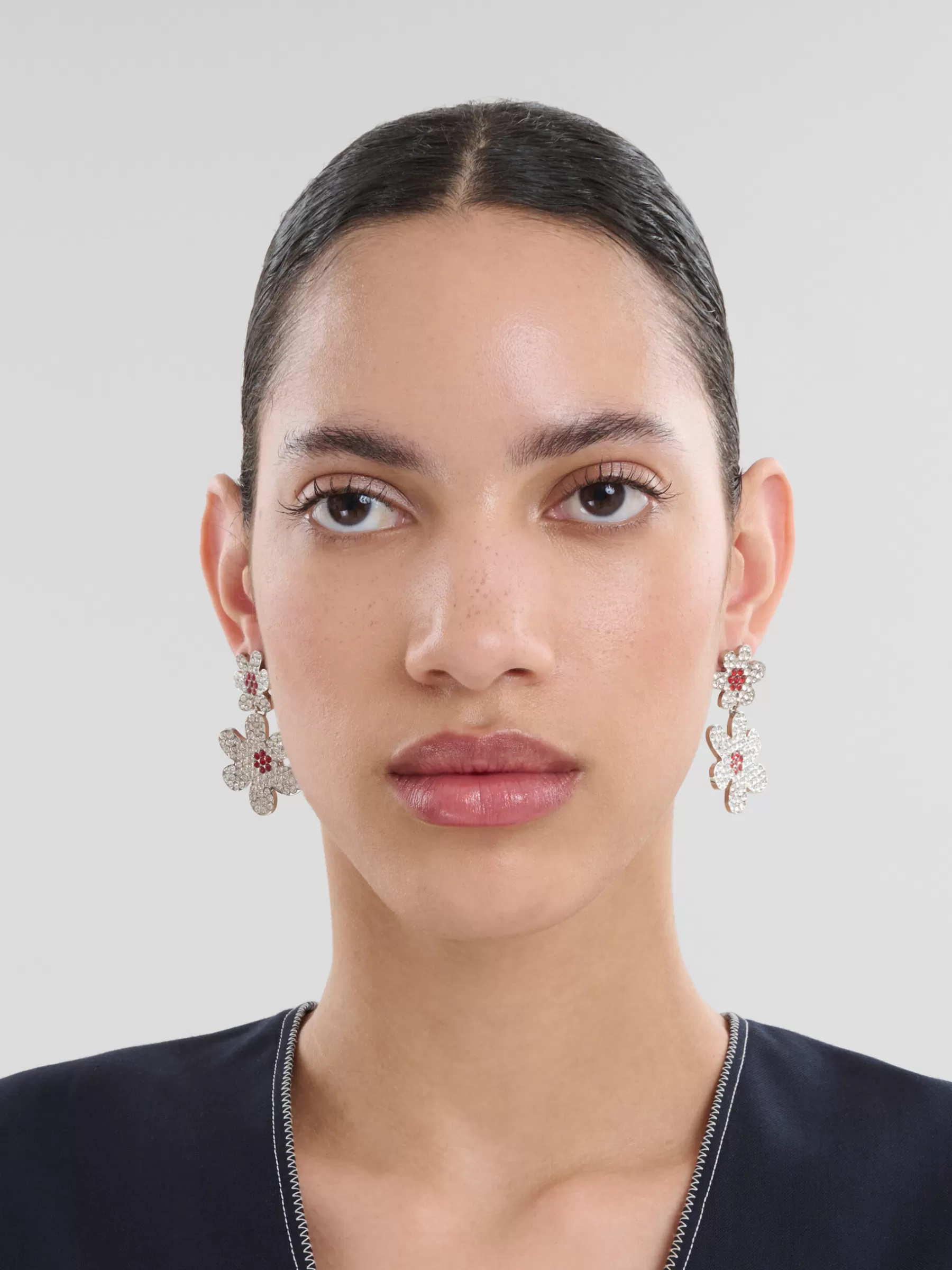 Marni Daisy Drop Earrings With Pavé Rhinestones GLASS Online