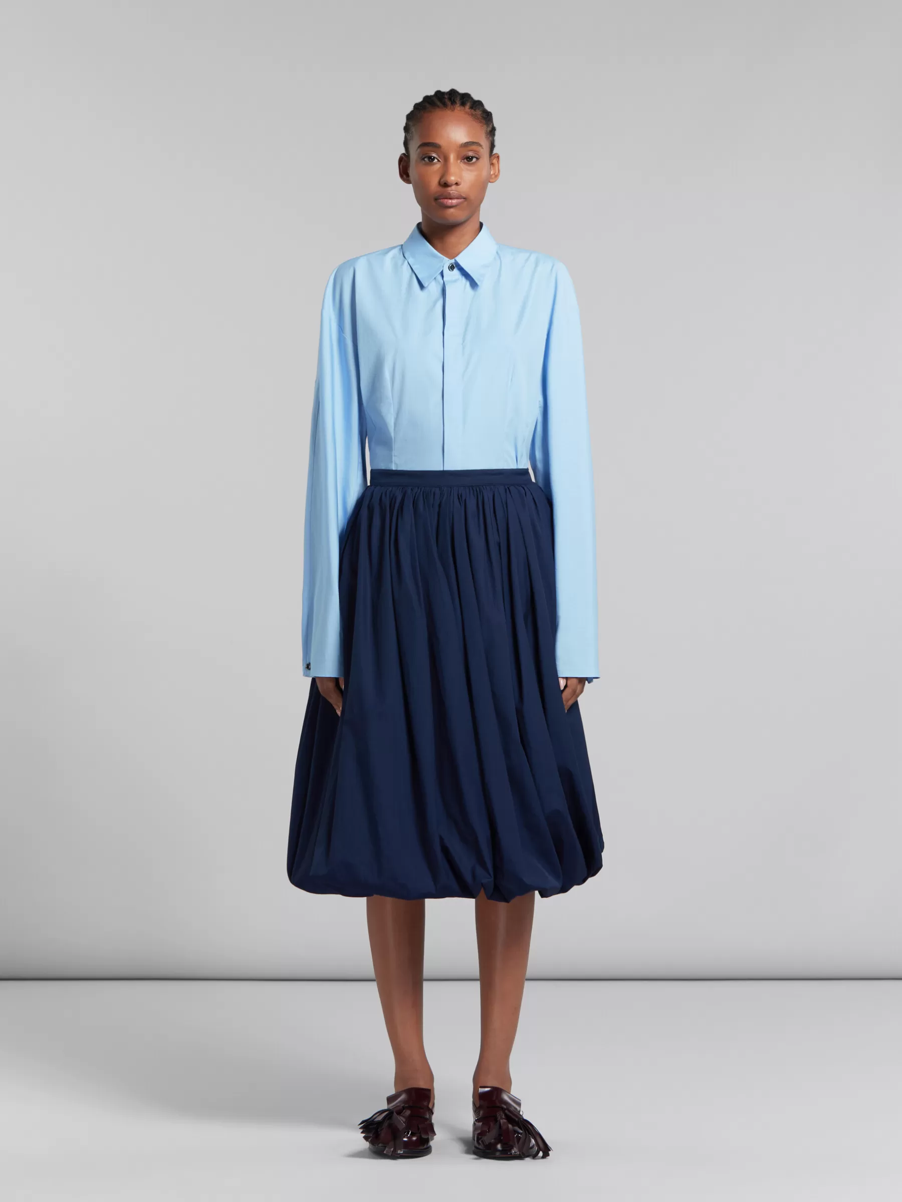 Marni Deep Blue Organic Poplin Balloon Midi Skirt BLUBLACK Best