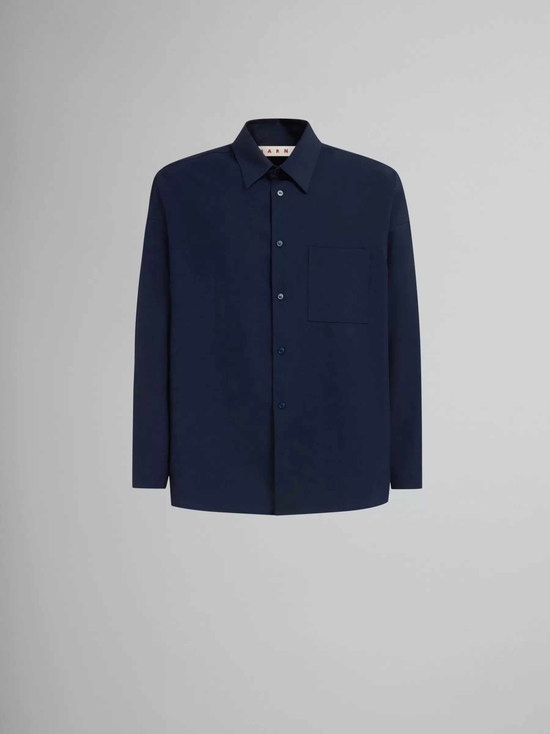 Marni Deep Blue Tropical Wool Long-sleeved Shirt BLUBLACK Discount