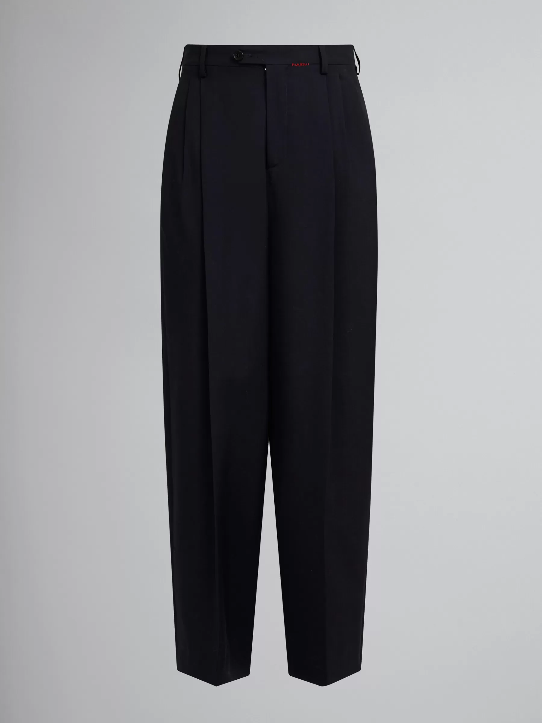 Marni Deep Blue Tropical Wool Pleated Trousers BLUBLACK Flash Sale