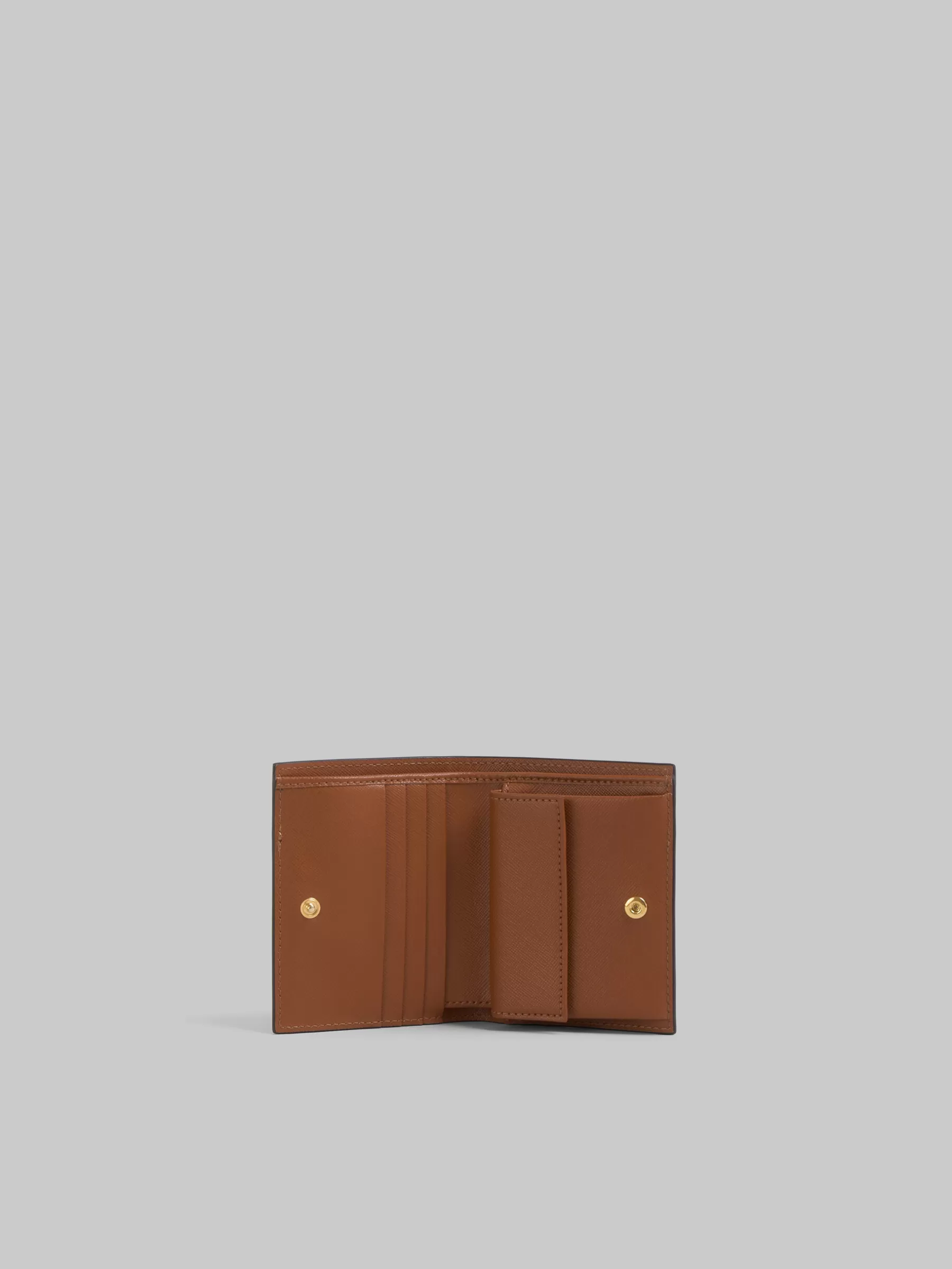 Marni Dusty Pink, Pink And Brown Saffiano Leather Bi-fold Wallet ARABESQUE/TALC/BLUMARINE Cheap
