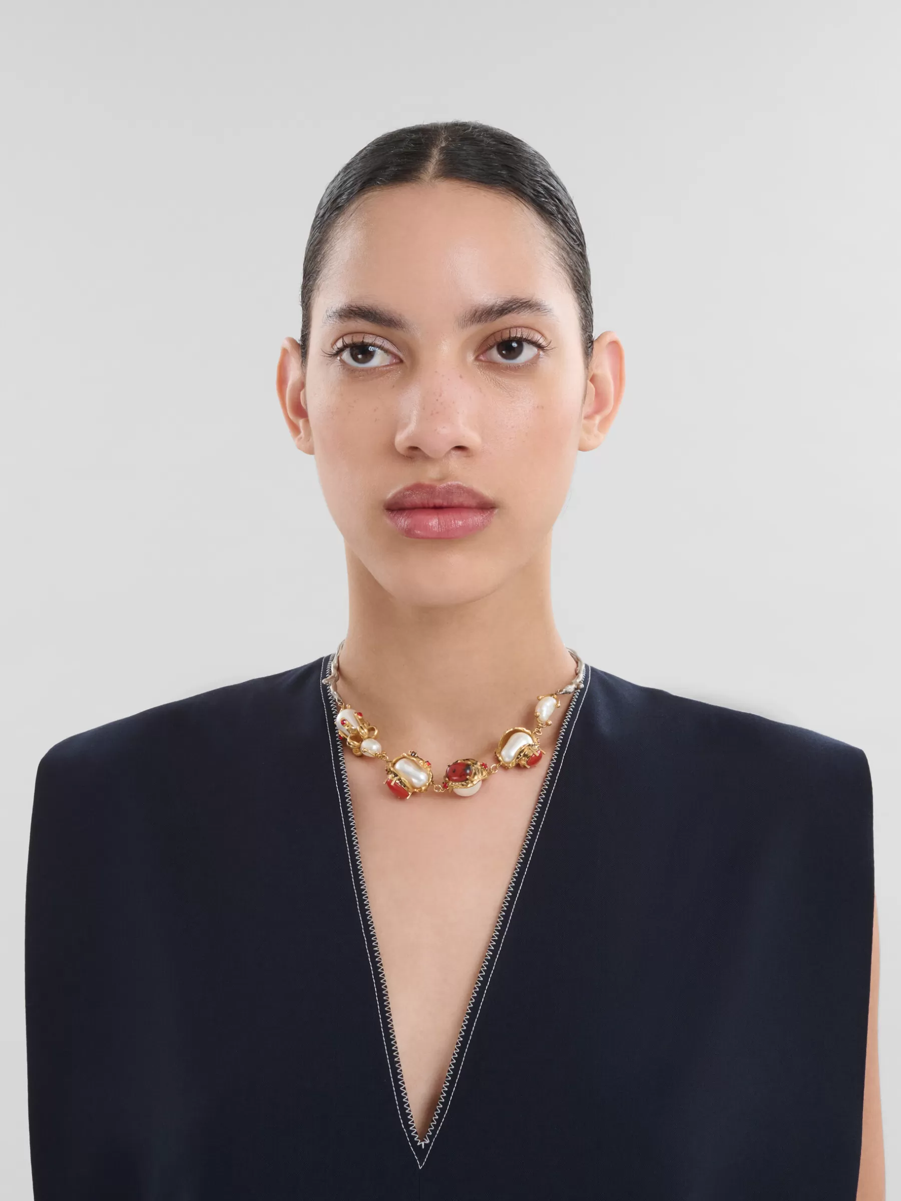 Marni Gold And Palladium Branch Necklace With Encased Charms PEARL Online