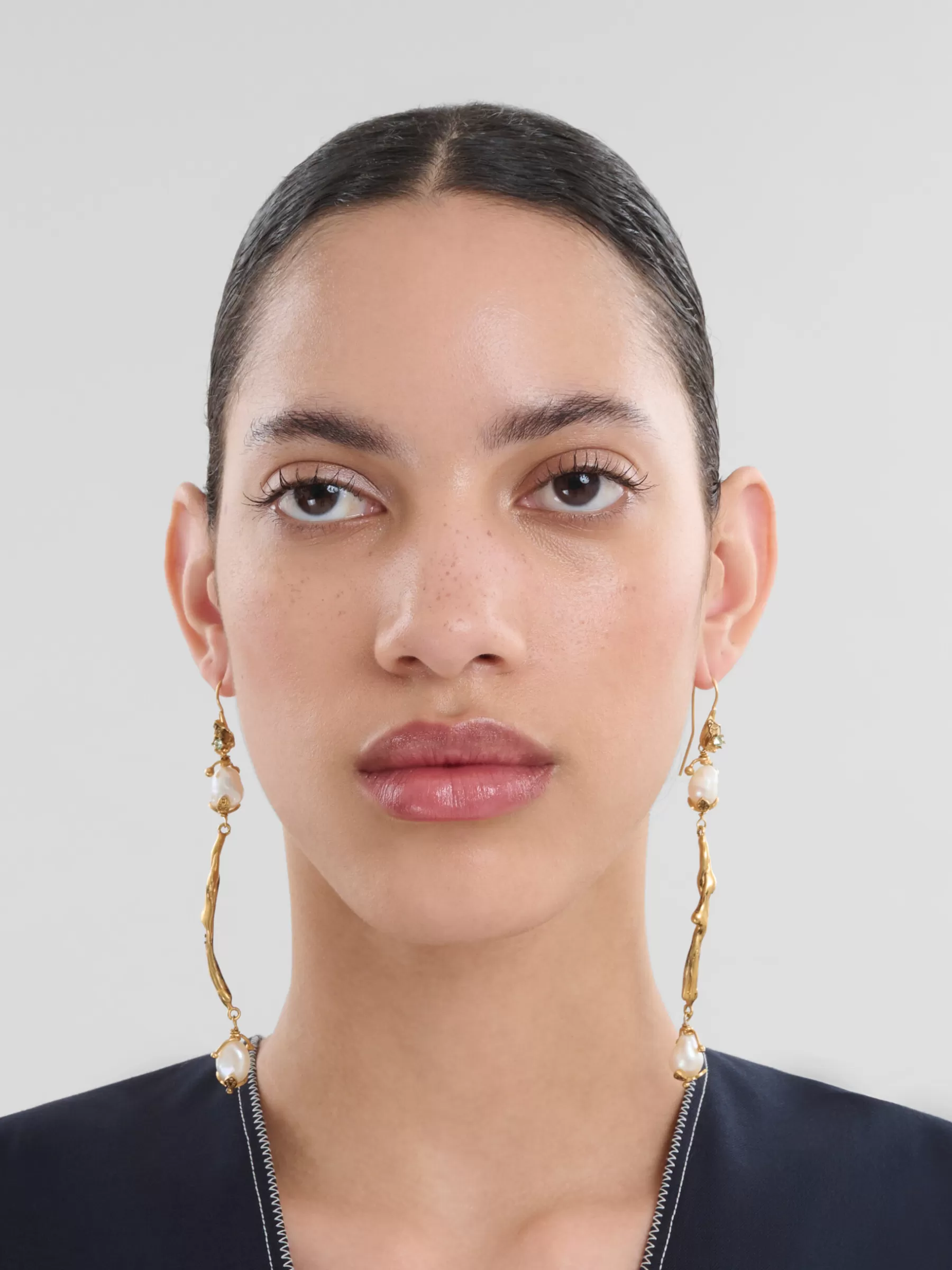 Marni Gold Dangle Earrings With River s PEARL Sale