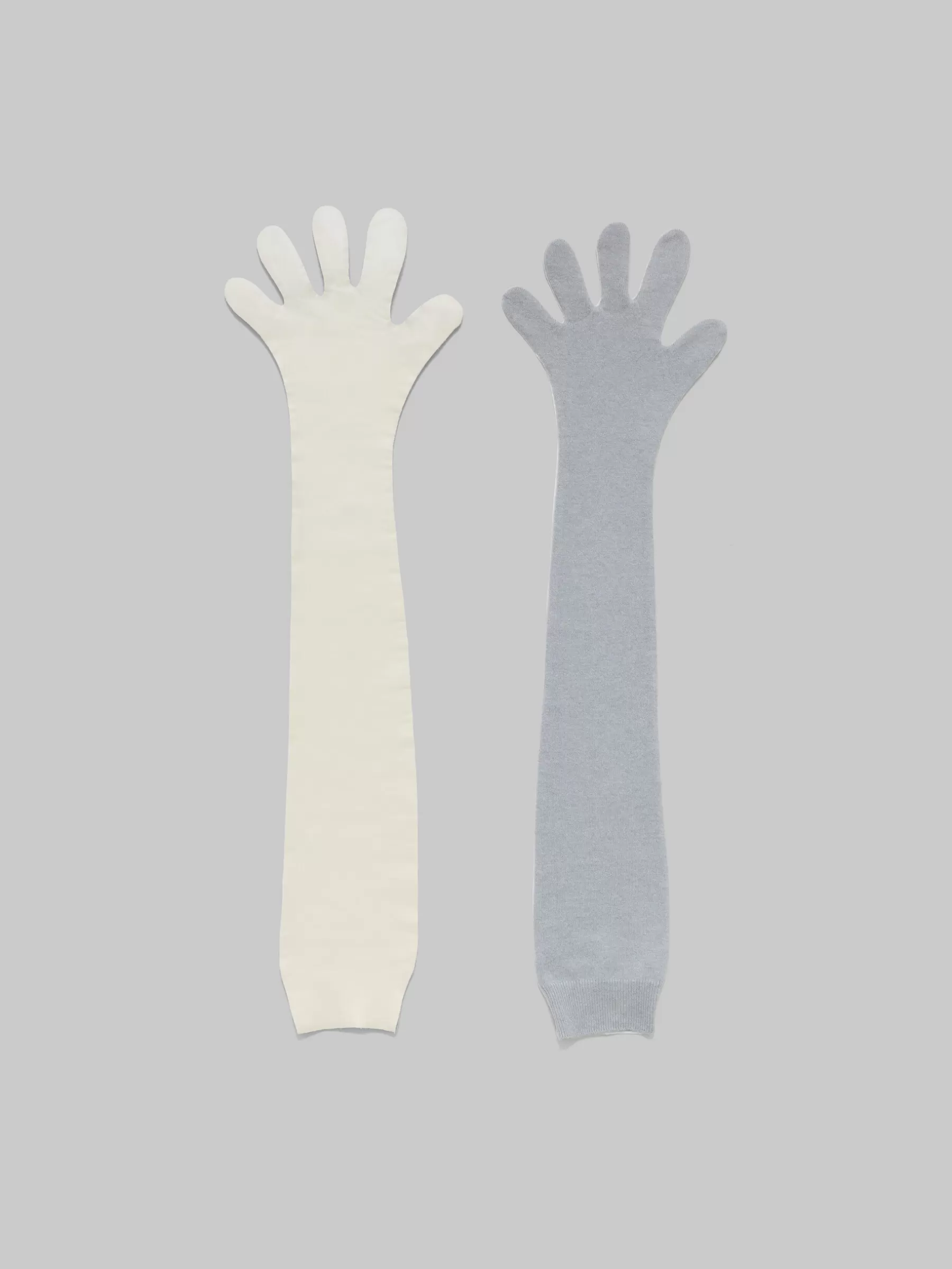 Marni Gray And White Wool And Cashmere Long Gloves SODIUM Flash Sale