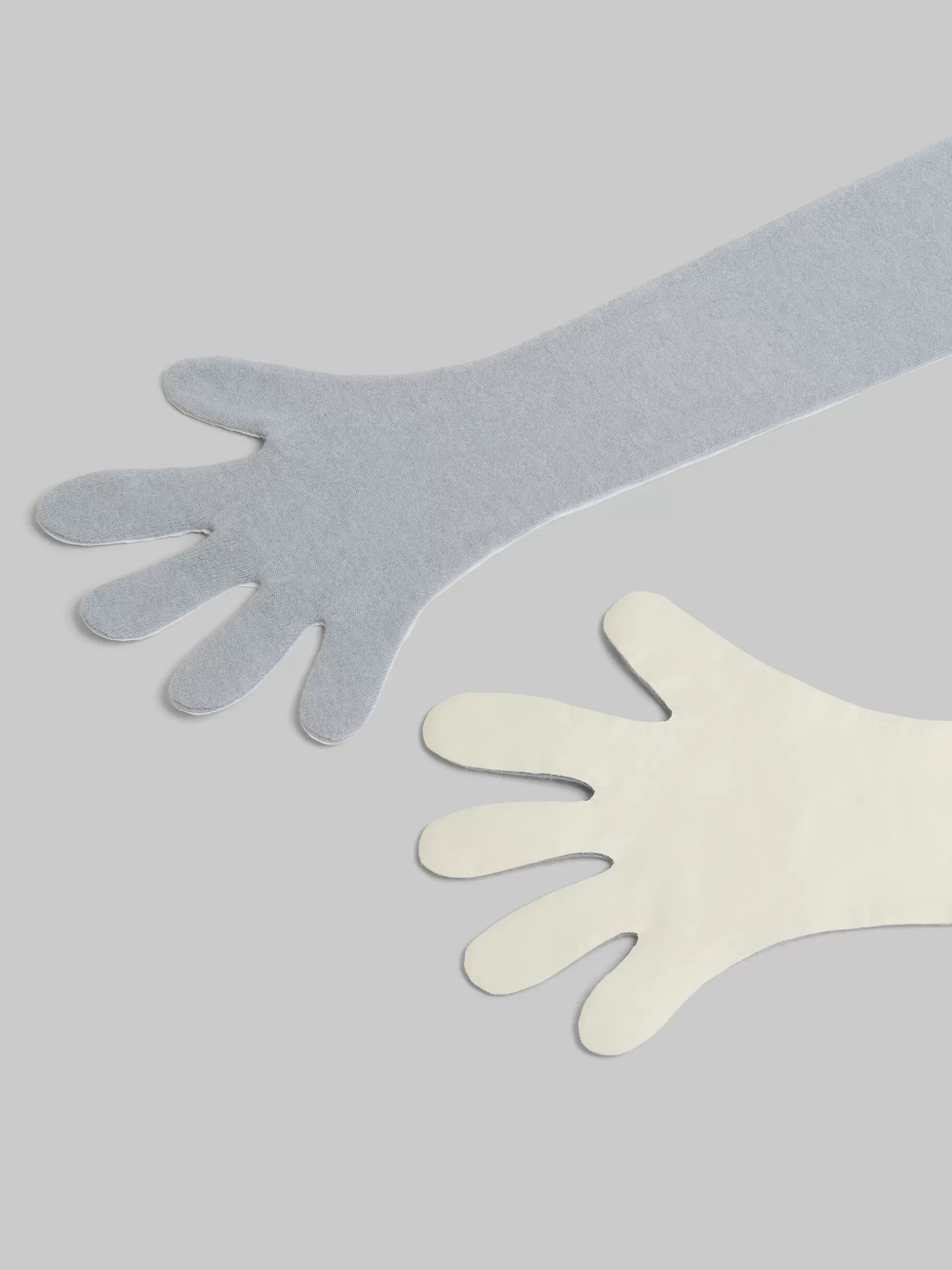 Marni Gray And White Wool And Cashmere Long Gloves SODIUM Flash Sale