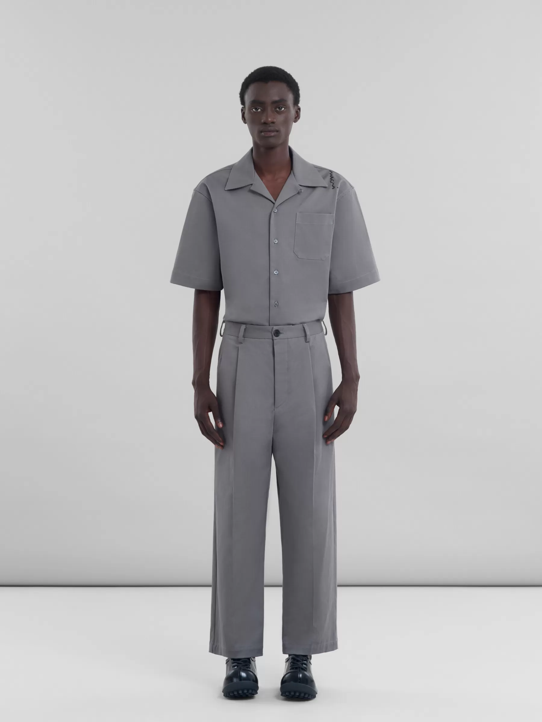 Marni Gray Gabardine Classic Trousers ANTIQUE SILVER Best Sale
