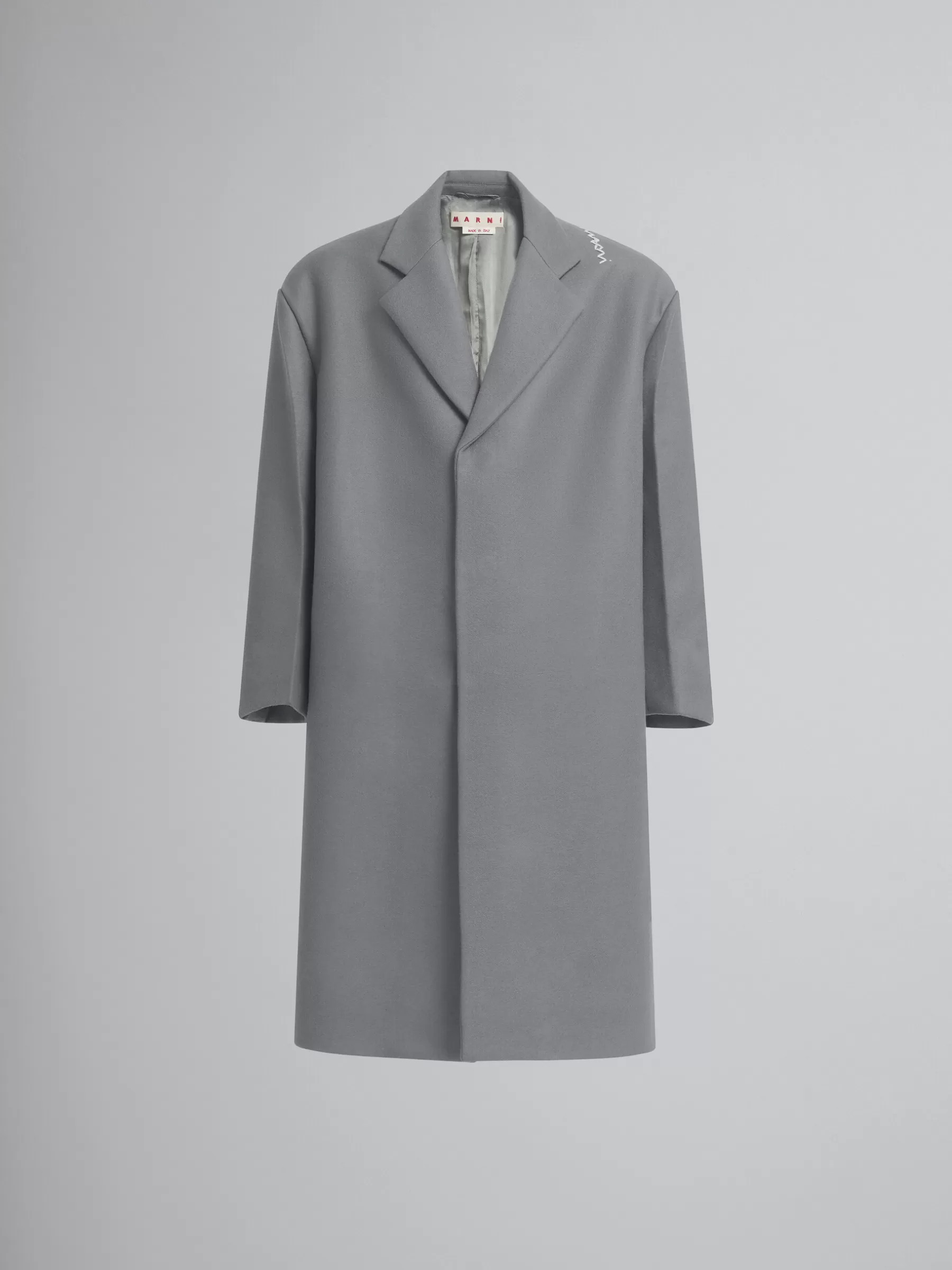 Marni Gray Wool Oversized Coat ANTIQUE SILVER Outlet