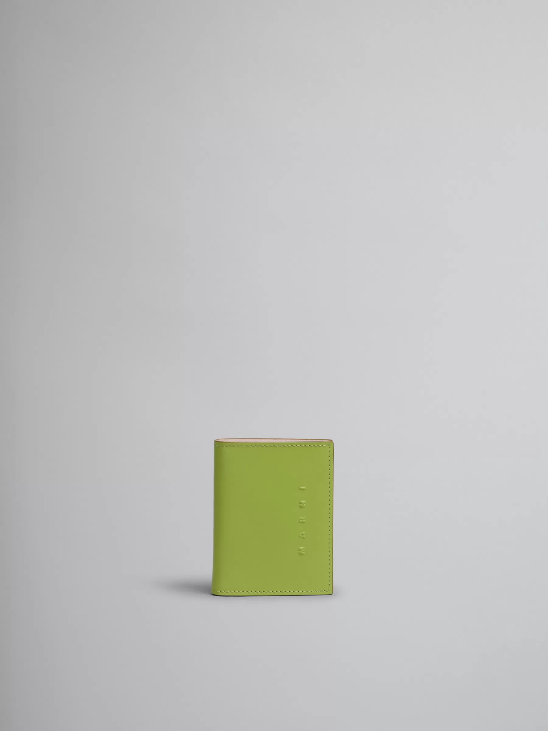 Marni Green Leather Bifold Wallet With Raised Logo KIWI Fashion