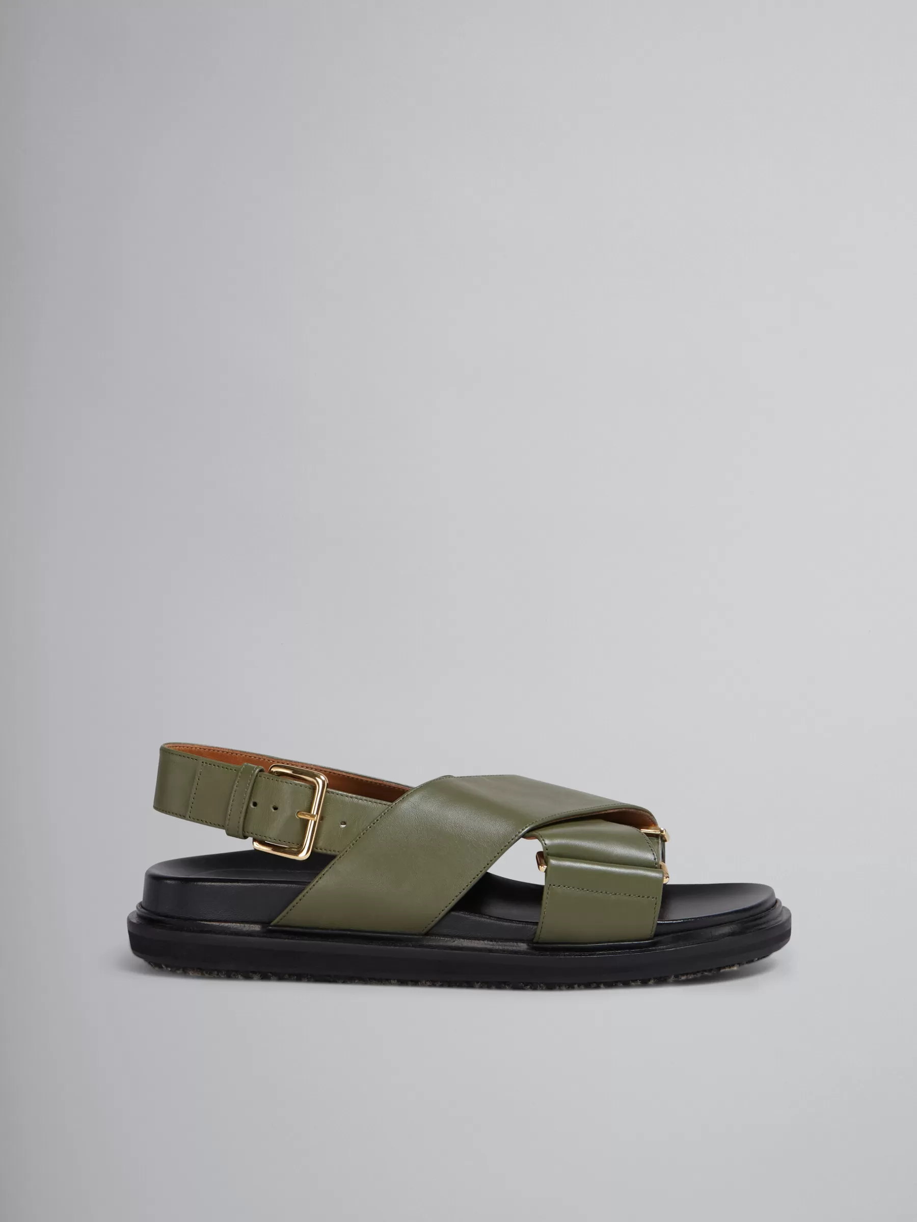 Marni Green Leather Fussbett DARKOLIVE Flash Sale