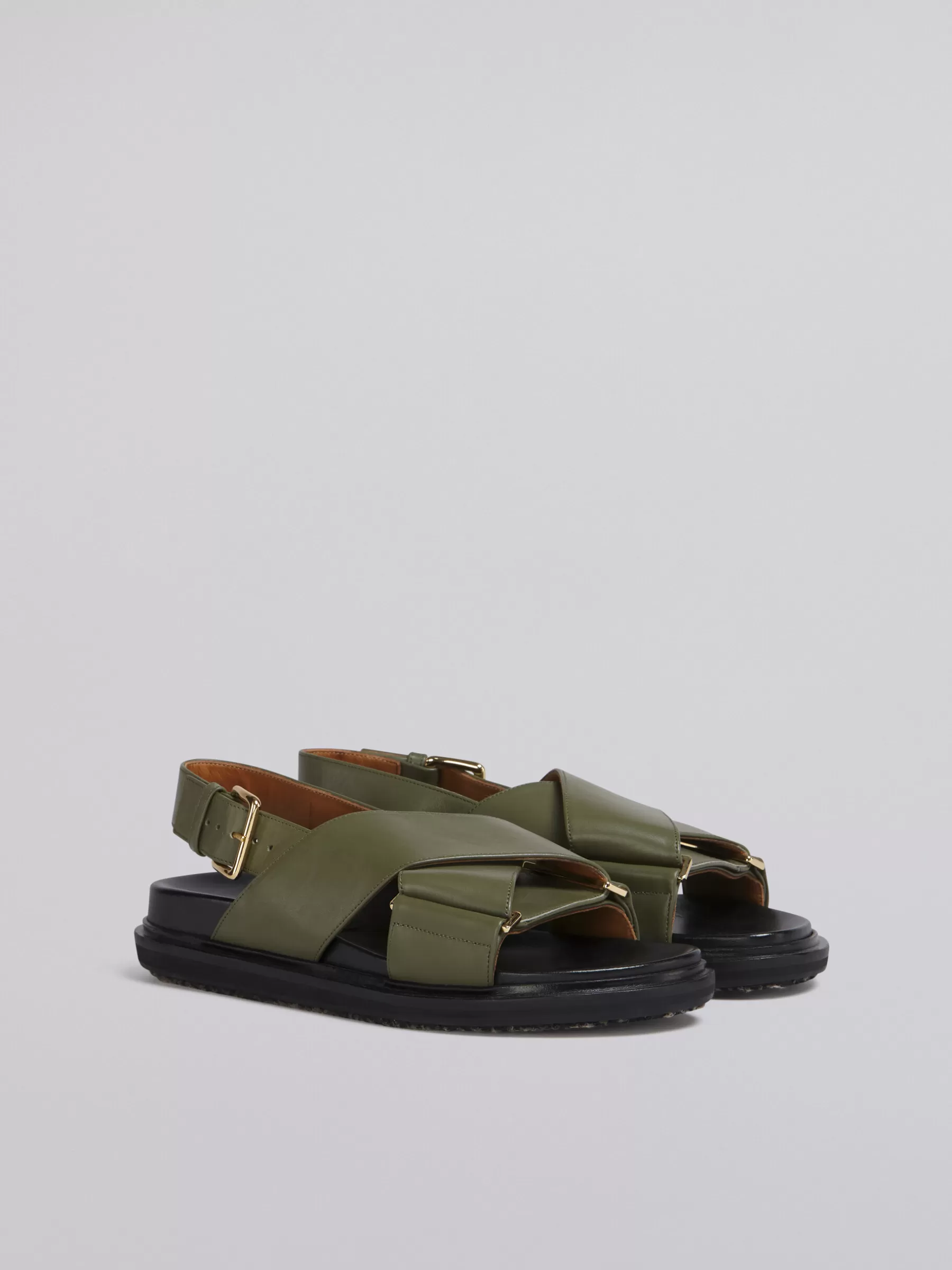 Marni Green Leather Fussbett DARKOLIVE Flash Sale