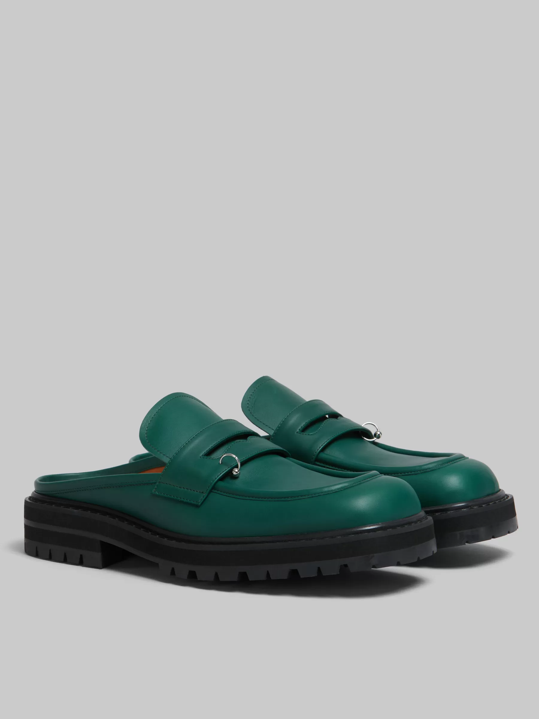 Marni Green Leather Piercing 2.0 Chunky Sabot Loafer FORESTGREEN Flash Sale