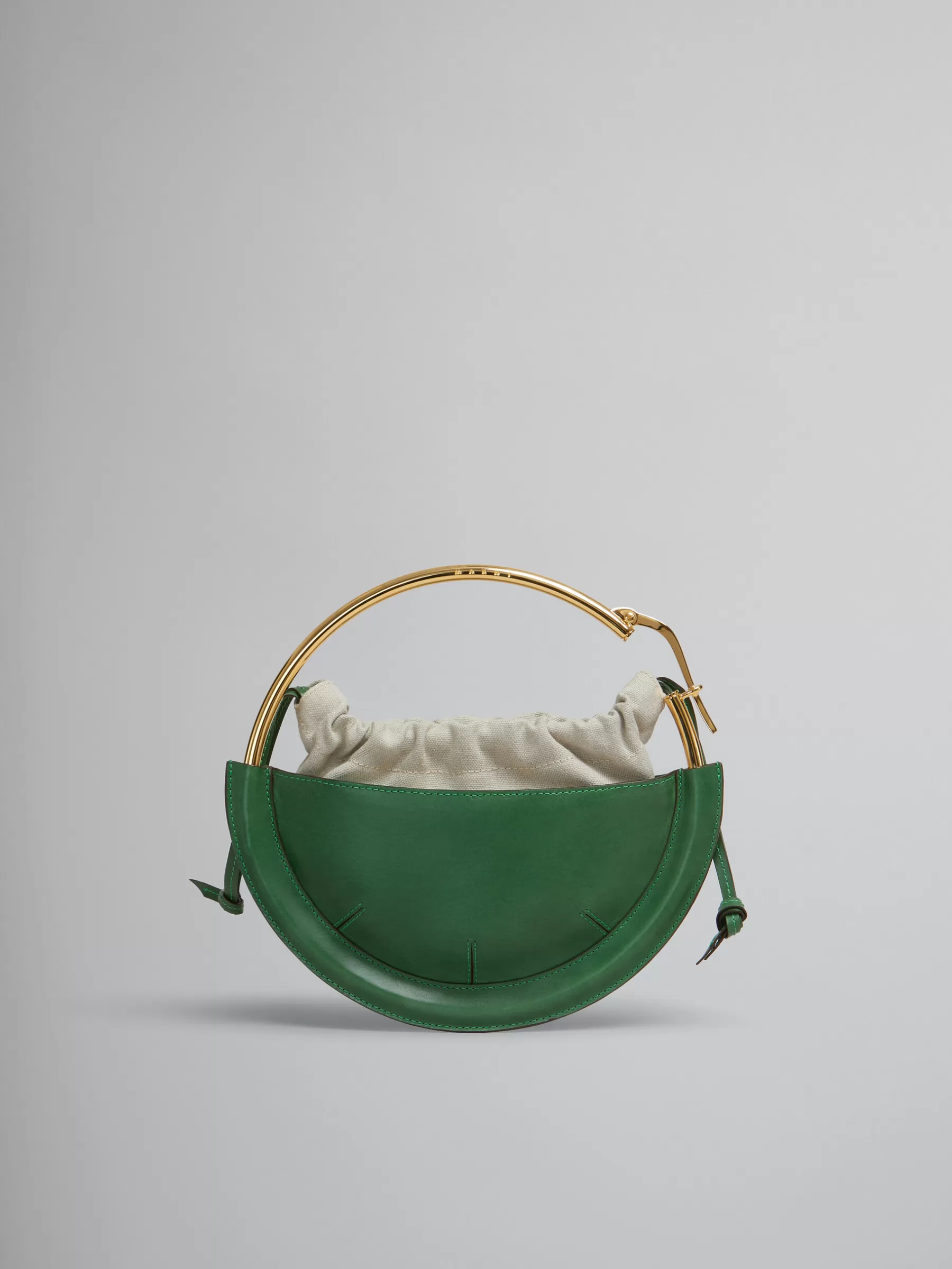 Marni Green Leather Small Tunnel Hobo Bag GARDEN GREEN/SOFT BEIGE Flash Sale