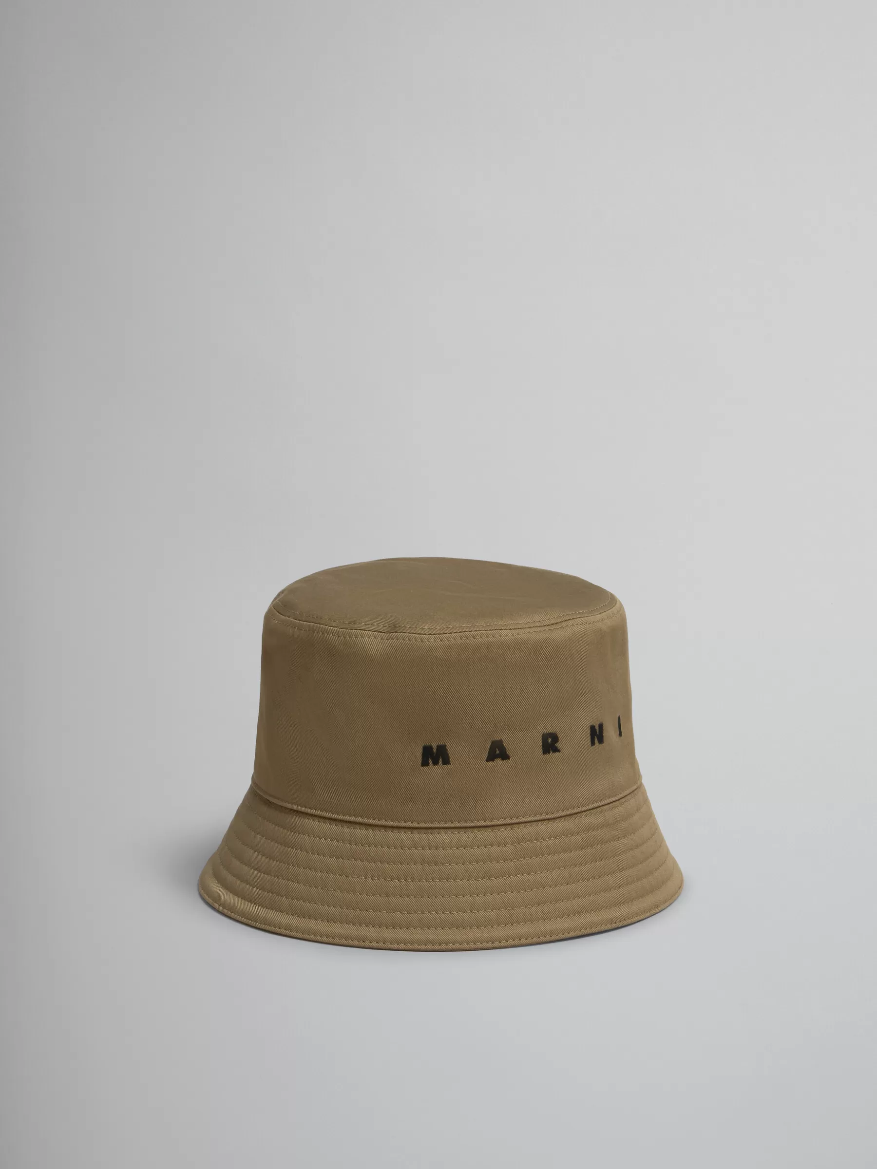 Marni Green Organic Gabardine Bucket Hat With Embroidered Logo OLIVE Store