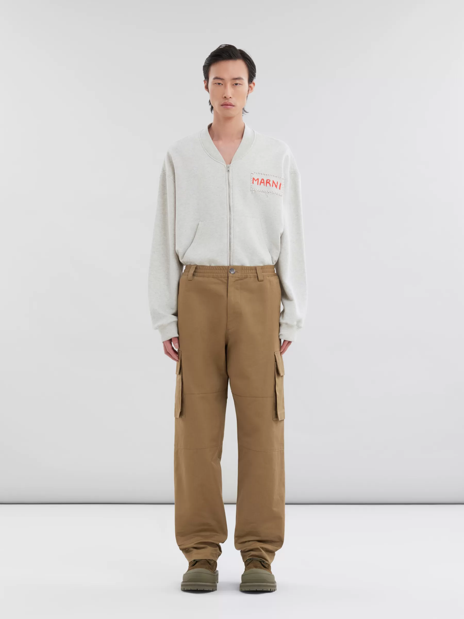 Marni Green Organic Gabardine Cargo Pants OLIVE Store