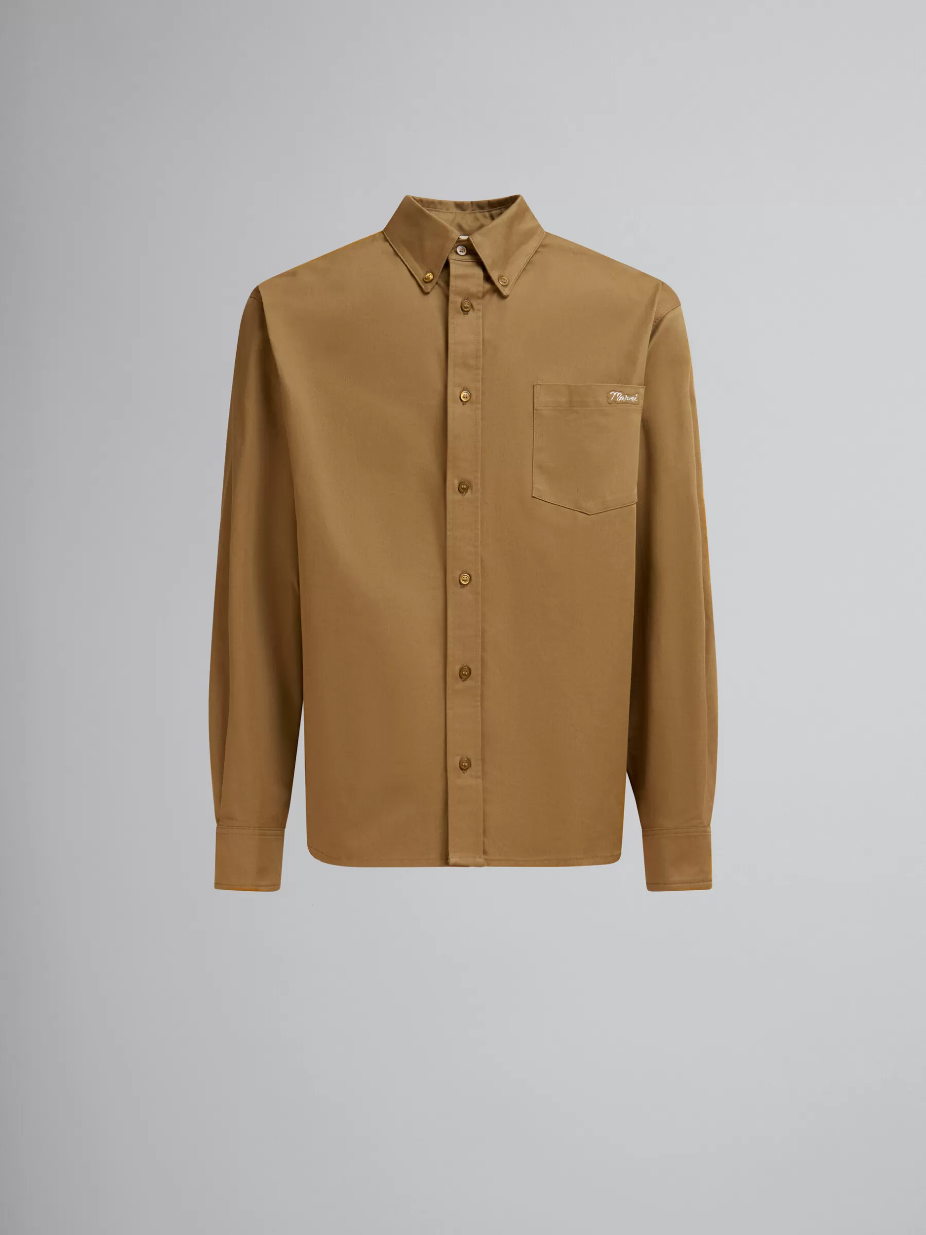 Marni Green Organic Gabardine Shirt With Patch OLIVE Best Sale