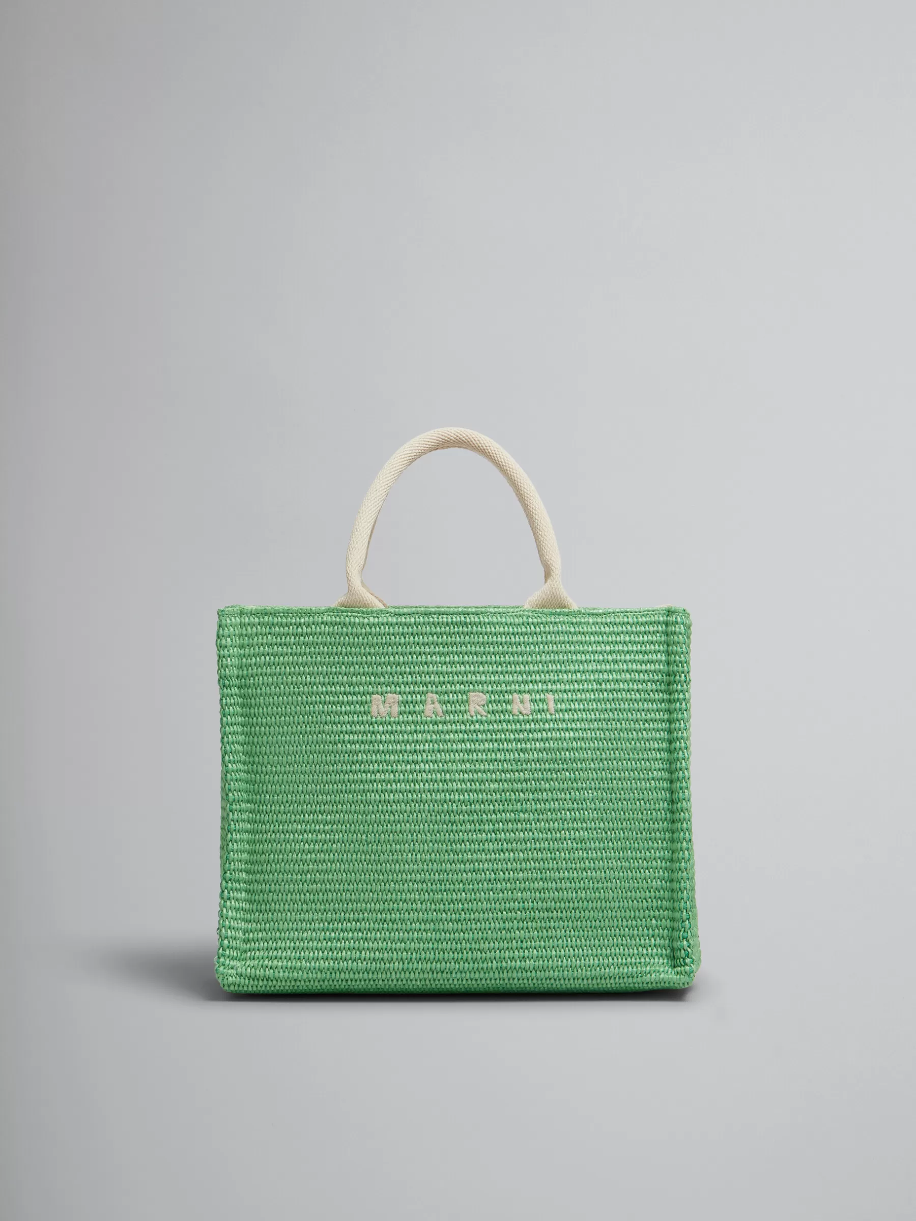 Marni Green Raffia-effect Small Tote Bag KIWI Cheap