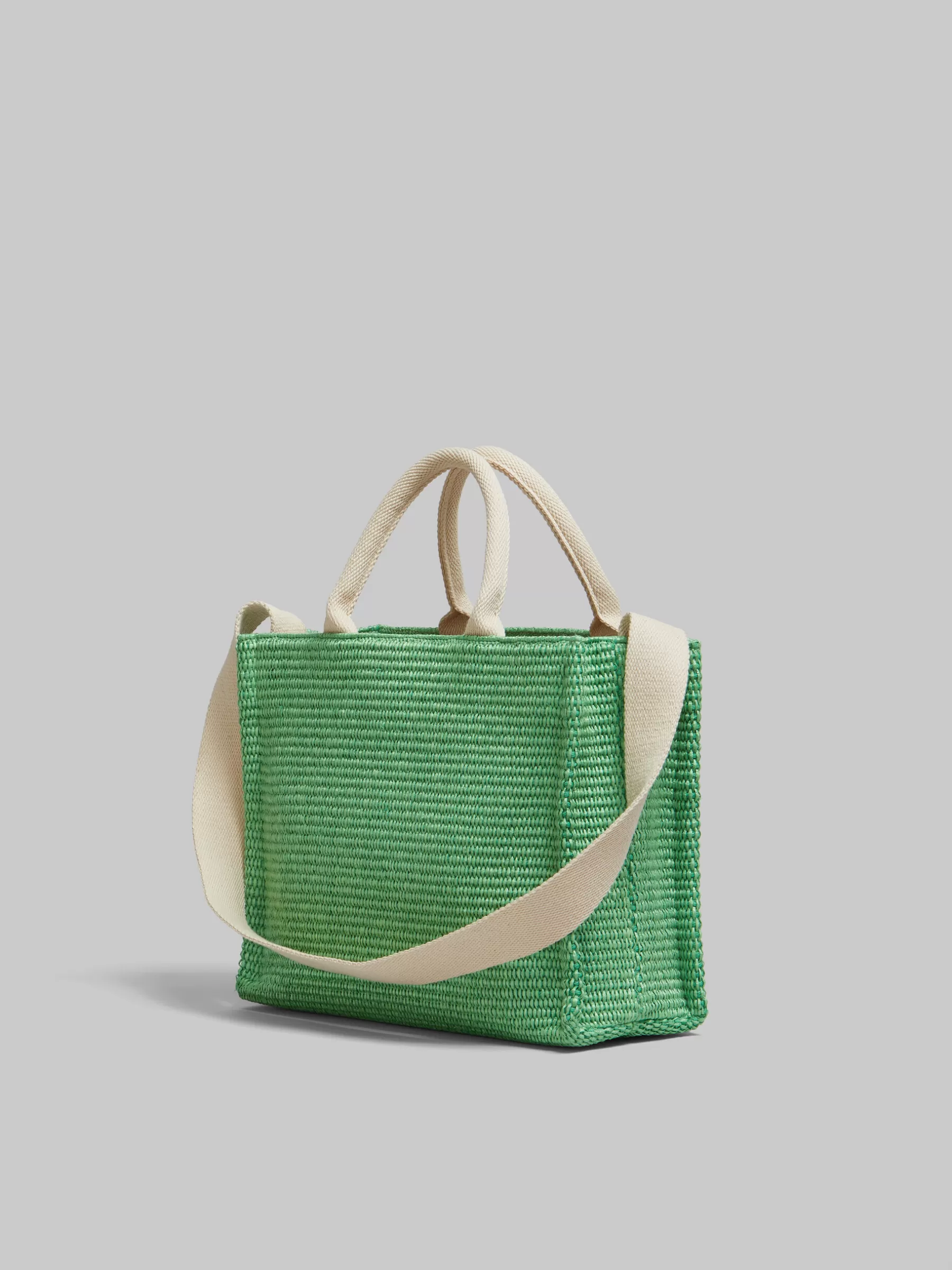 Marni Green Raffia-effect Small Tote Bag KIWI Cheap