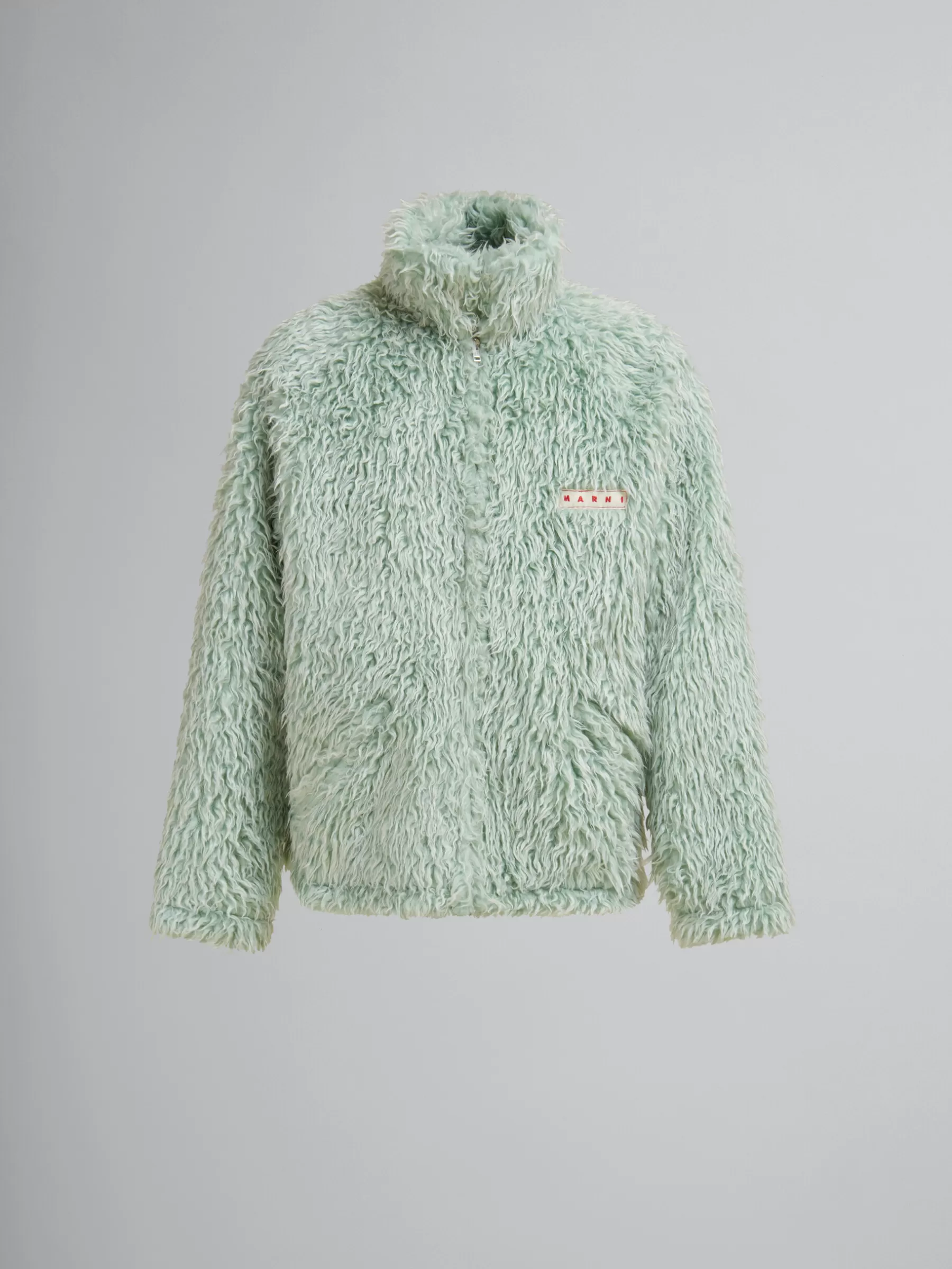 Marni Green Shaggy Jacket With Detachable Hood LINDEN Discount