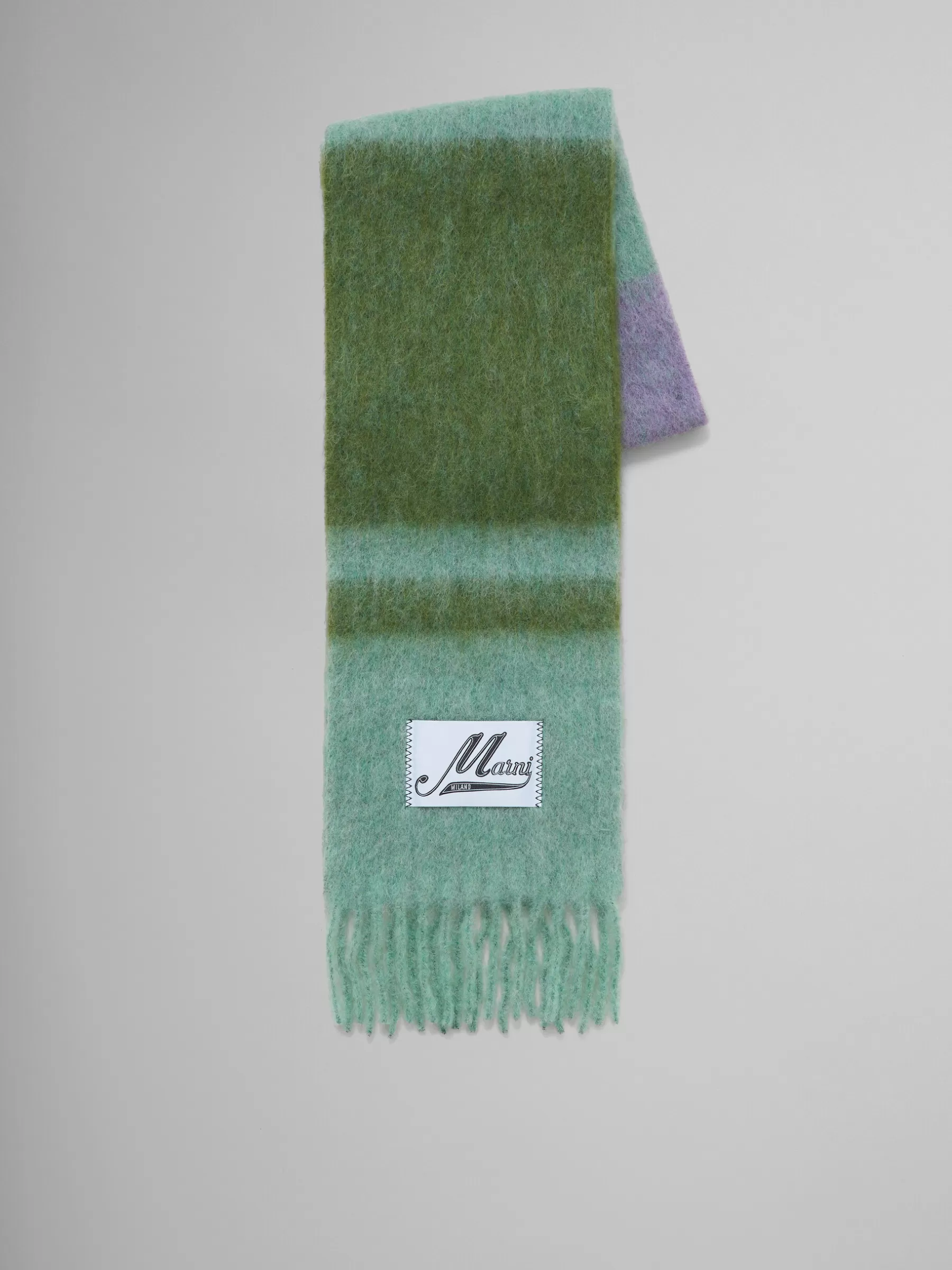 Marni Green Striped Alpaca-mohair Scarf KIWI Discount