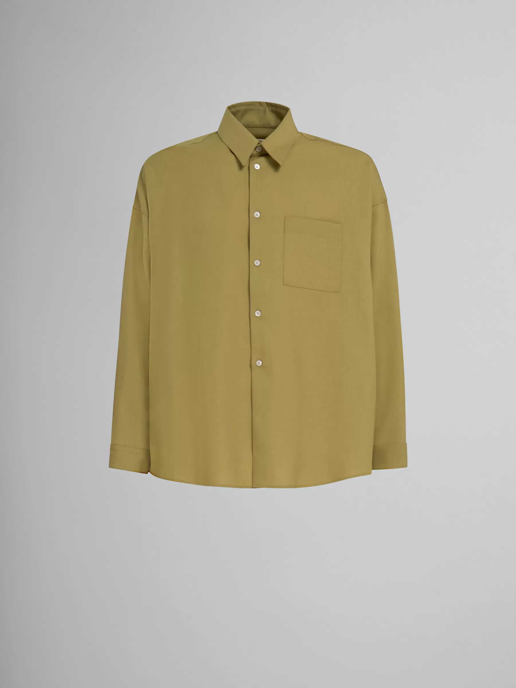 Marni Green Tropical Wool Long-sleeved Shirt LIME Outlet