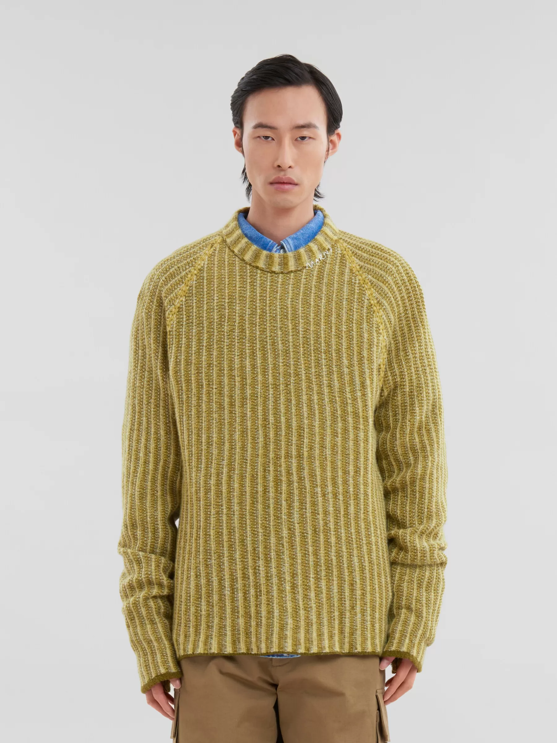 Marni Green Wool-cashmere Jumper With Dégradé Stripes CITRONELLLE Store