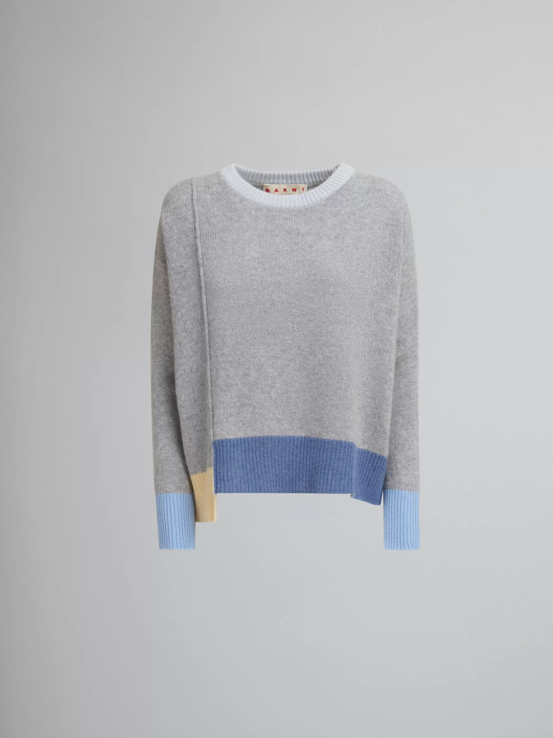 Marni Grey Colour-block Cashmere Jumper SODIUM Flash Sale