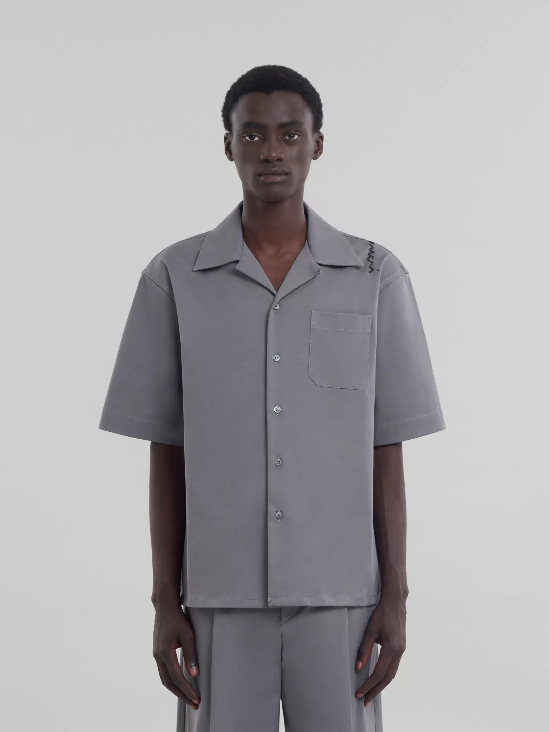Marni Grey Cotton Bowling Shirt ANTIQUE SILVER Store