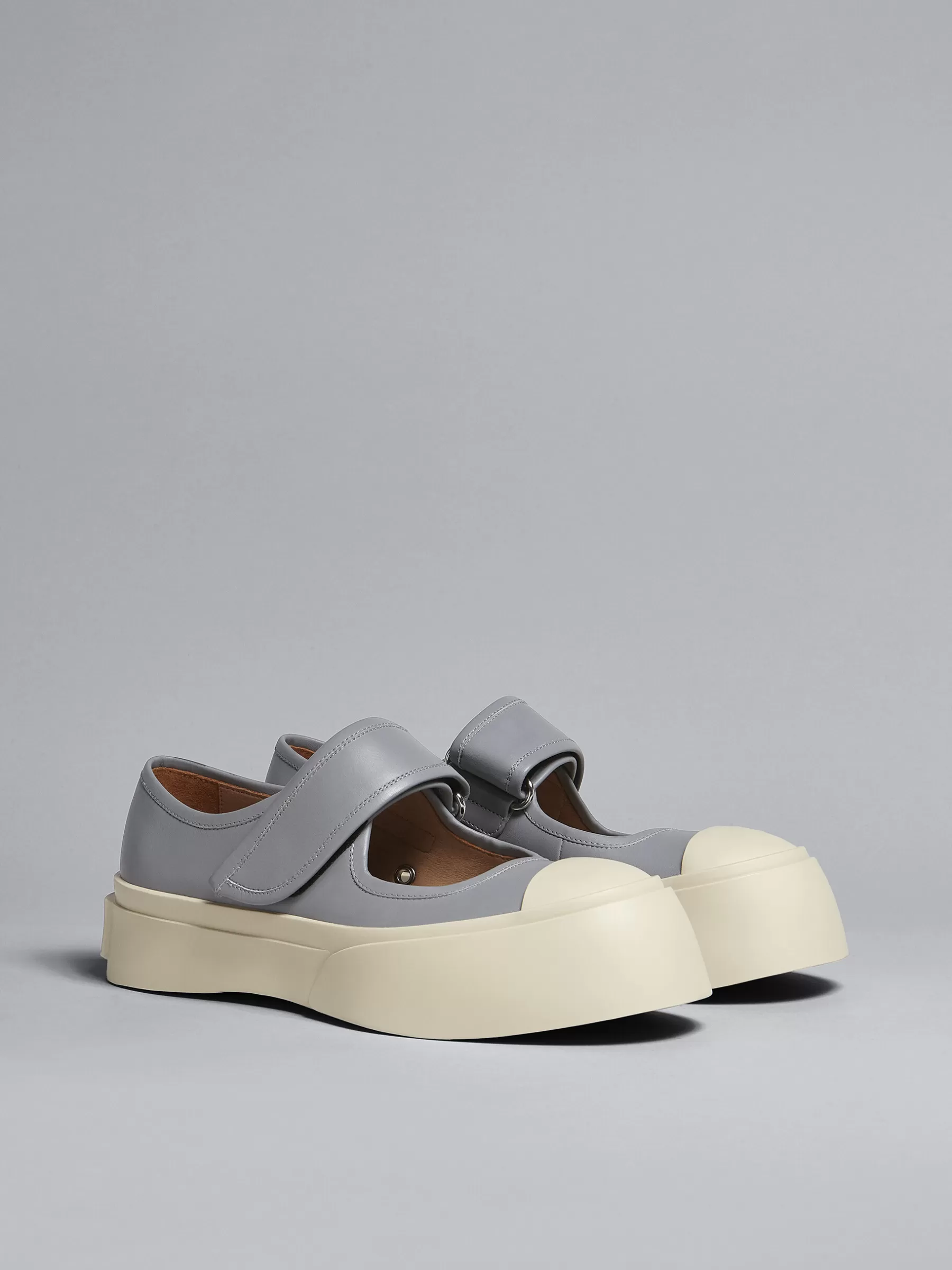 Marni Grey Leather Mary Jane Sneaker DOLPHIN Shop