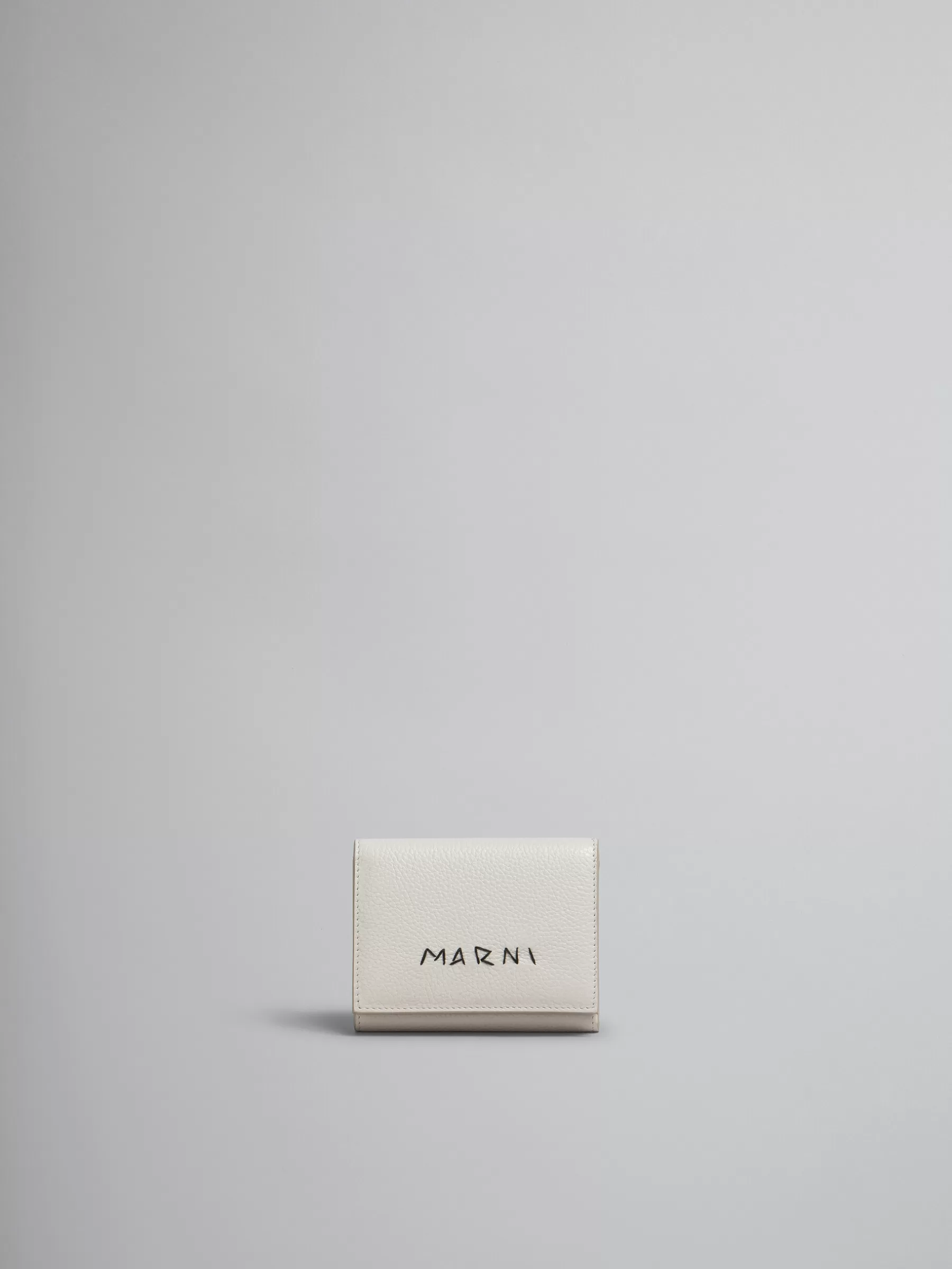 Marni Grey Leather Trifold Wallet With Mending LIGHTGREY Fashion