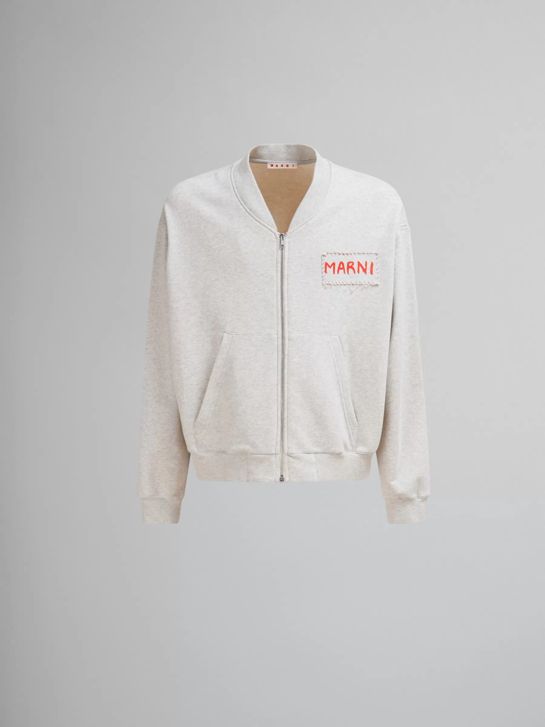 Marni Grey Melange Cotton Bomber With Patch SODIUM Outlet