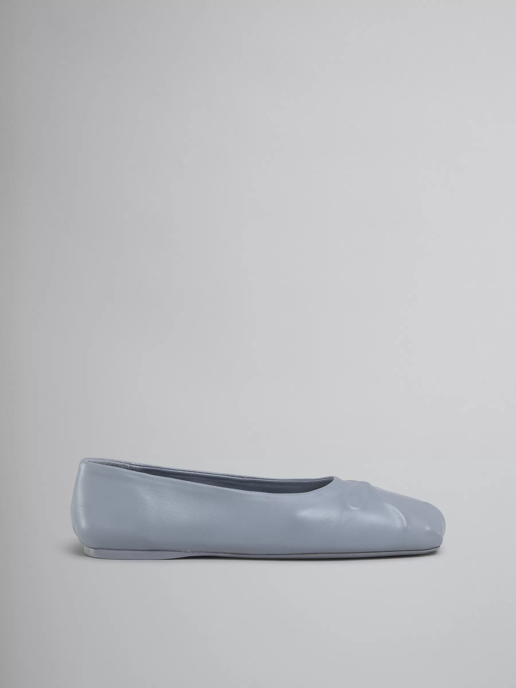 Marni Grey Nappa Leather Seamless Little Bow Ballet Flat MERCURY Fashion