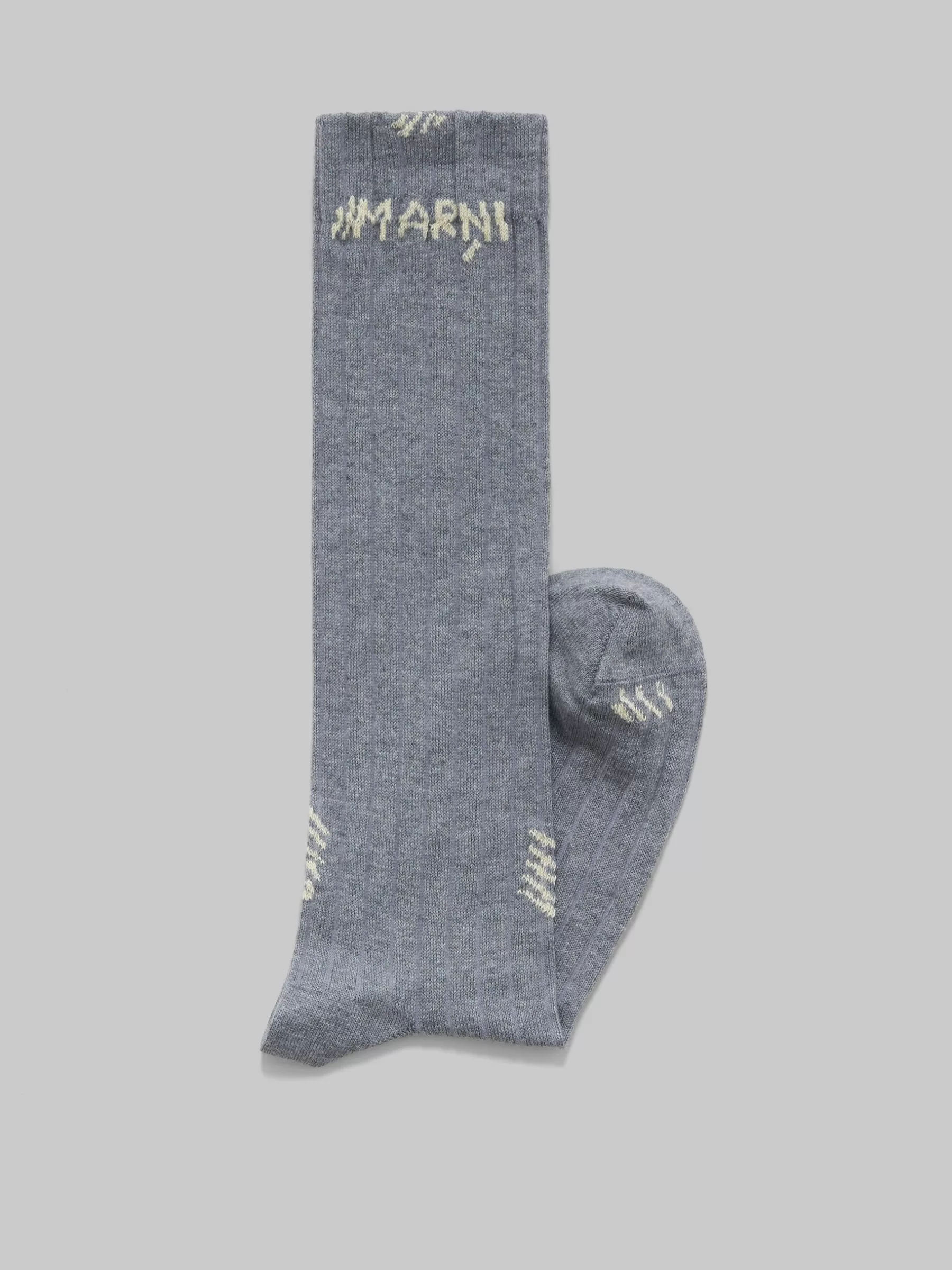 Marni Grey Ribbed Cotton Socks With Mending INOX Online