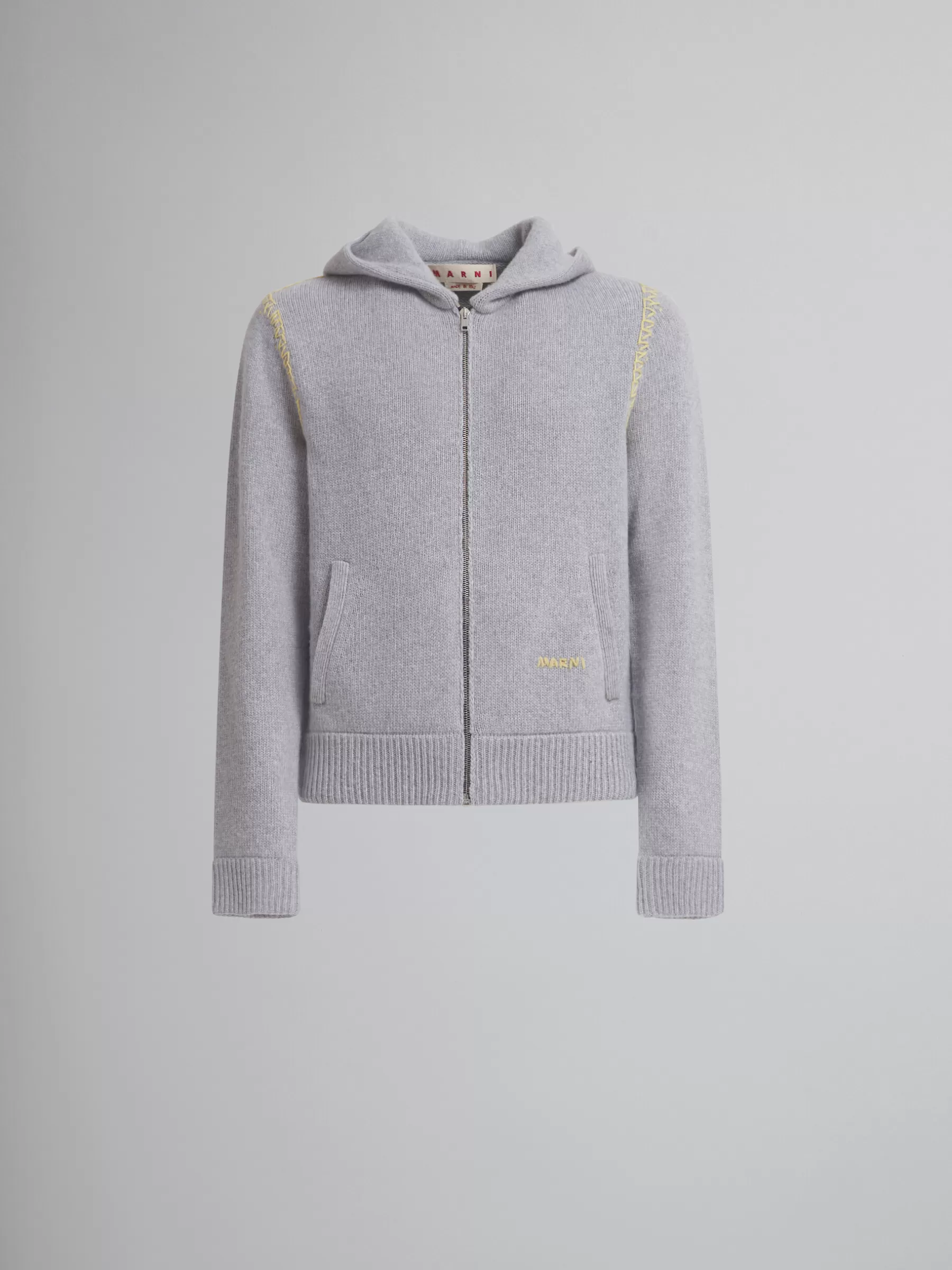 Marni Grey Wool-cashmere Cardigan With Mending INOX Best