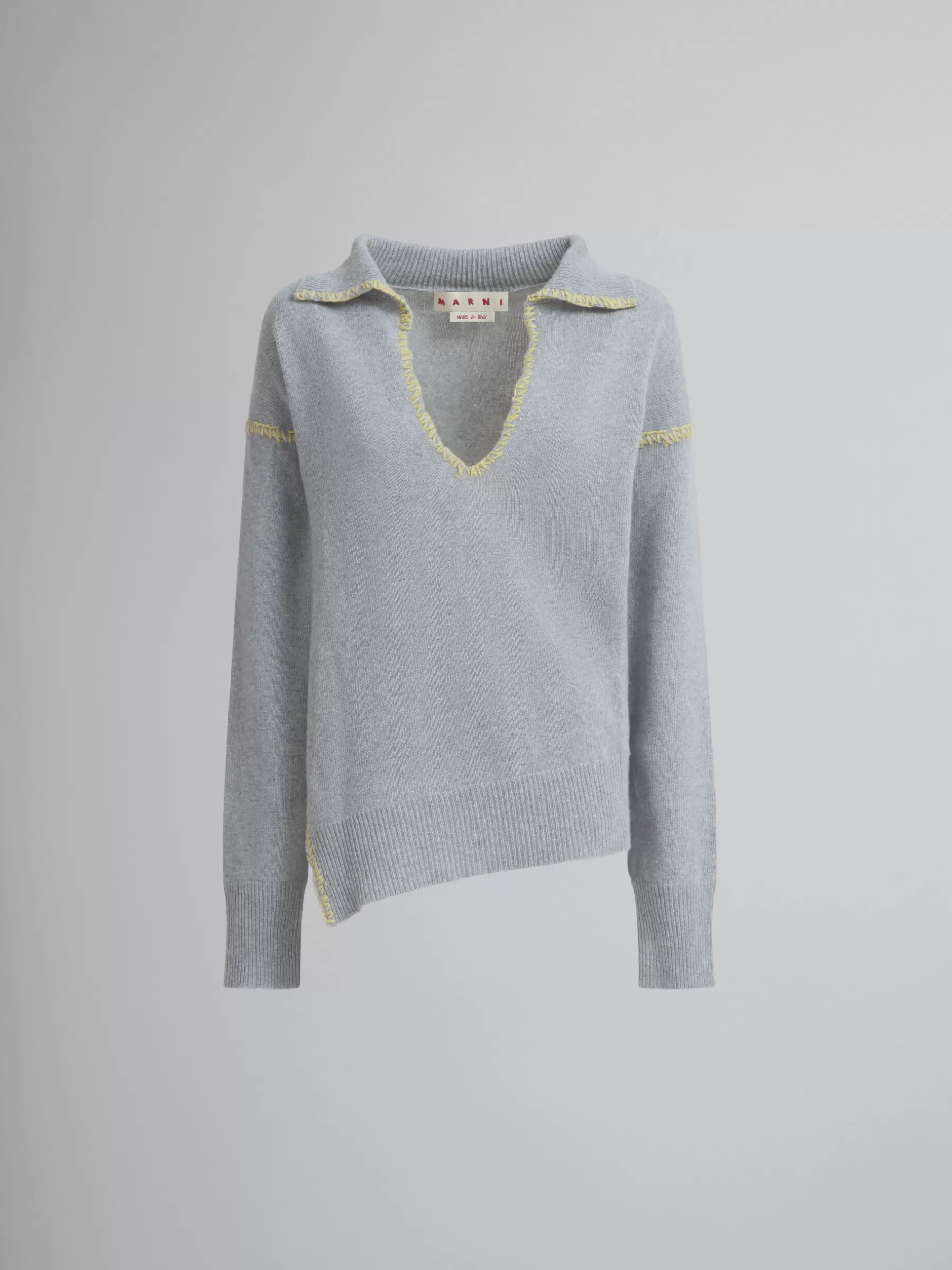 Marni Grey Wool-cashmere Jumper With Oversized Collar INOX Best