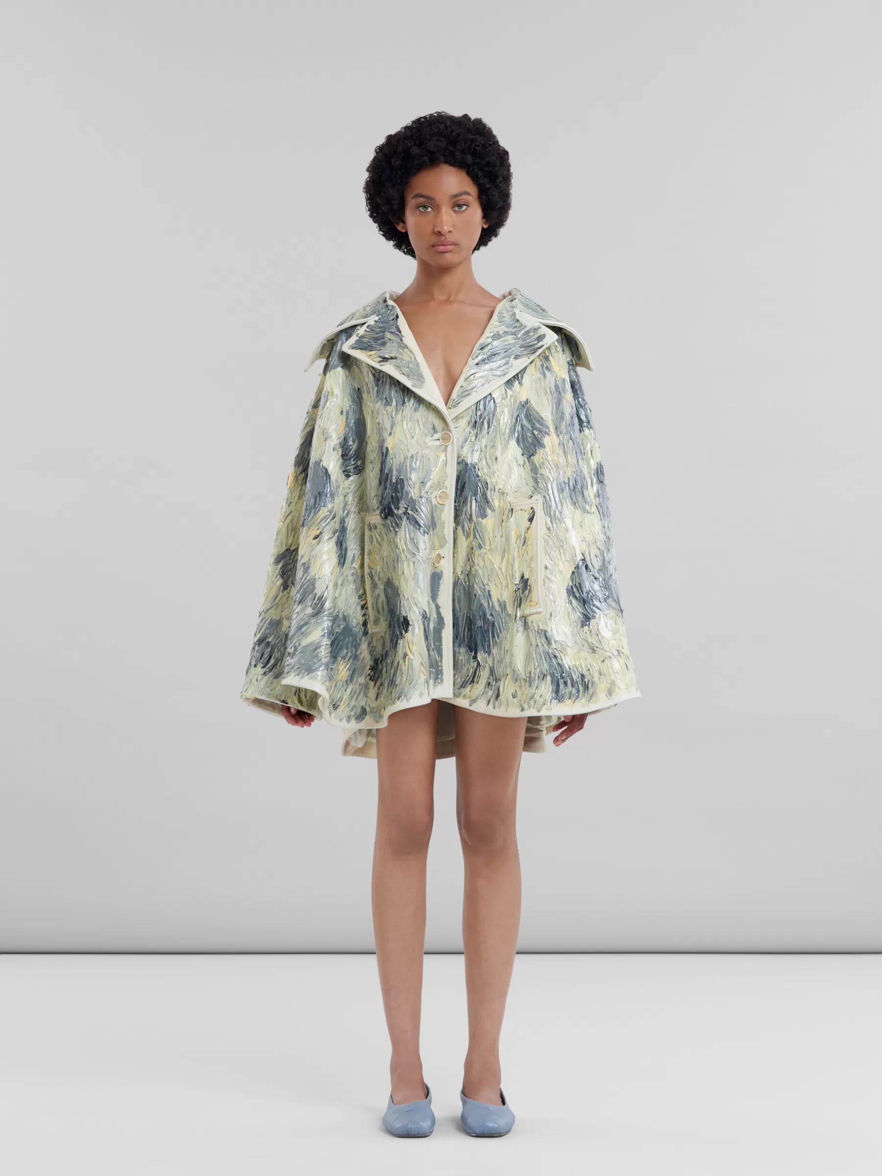 Marni Hand-painted Light Yellow Leather Cape LIGHTTOPAZ Store