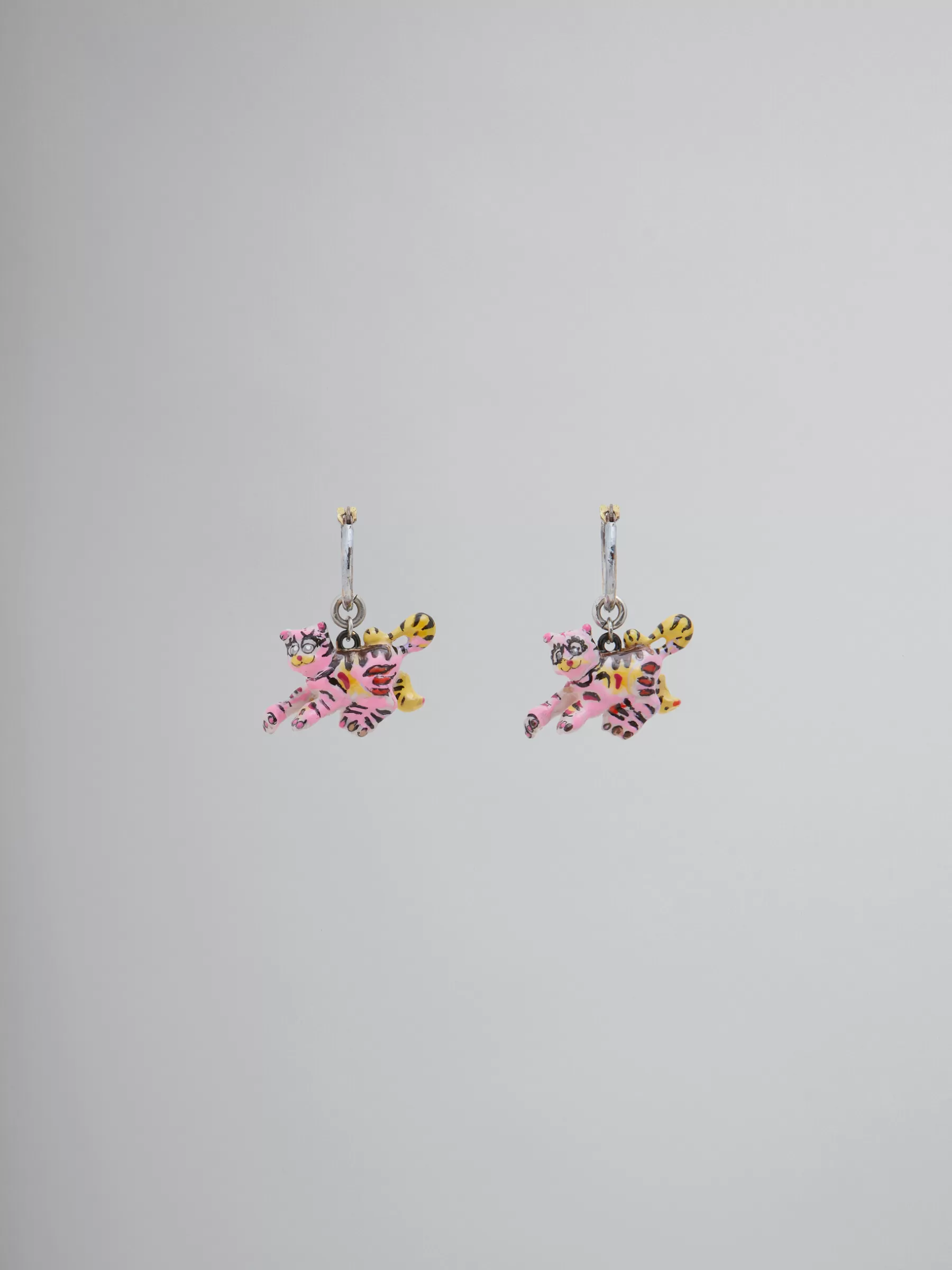 Marni Hook Earrings With Tiger Pendants PALLADIUM/FLAMINGO Cheap