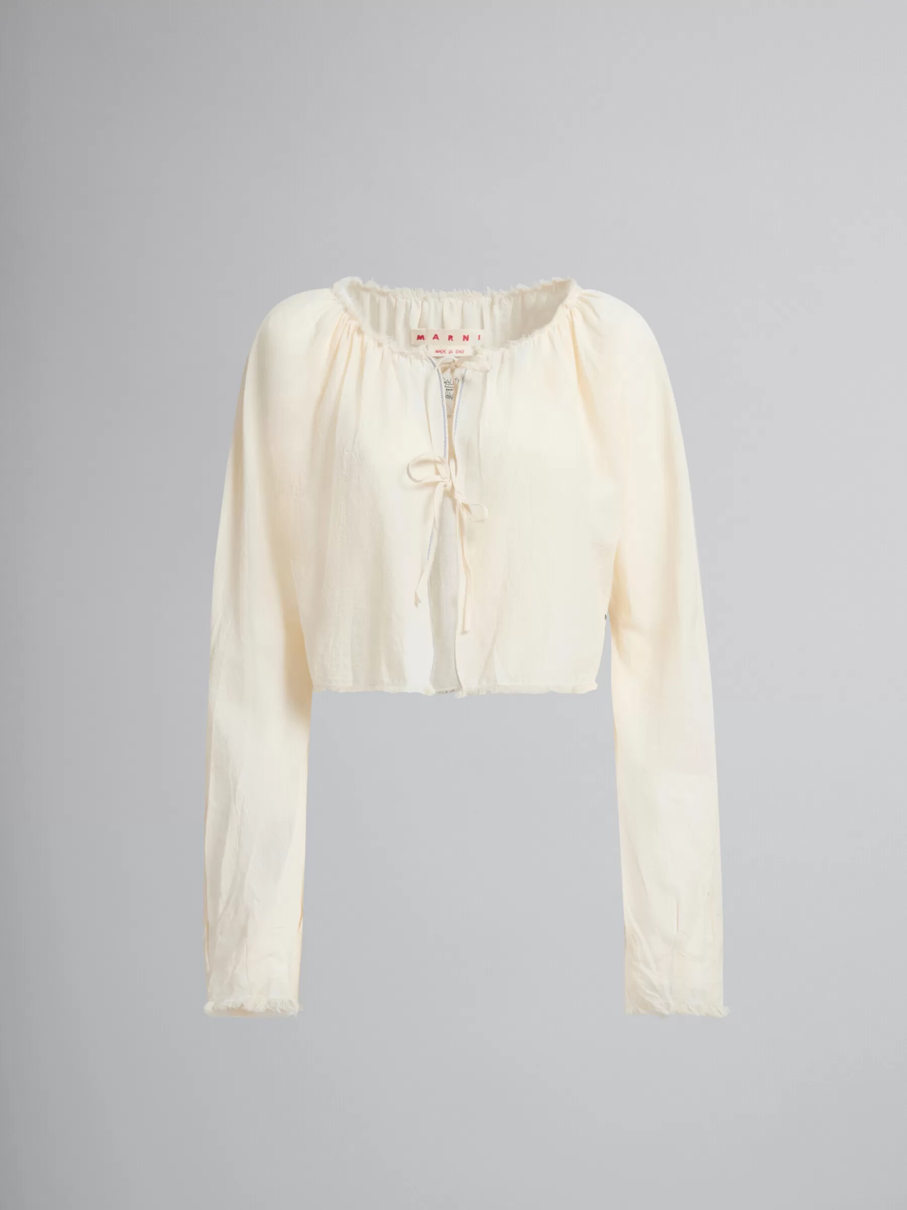Marni Light Beige Organic Cheesecloth Blouse With Ties SILKWHITE Best Sale
