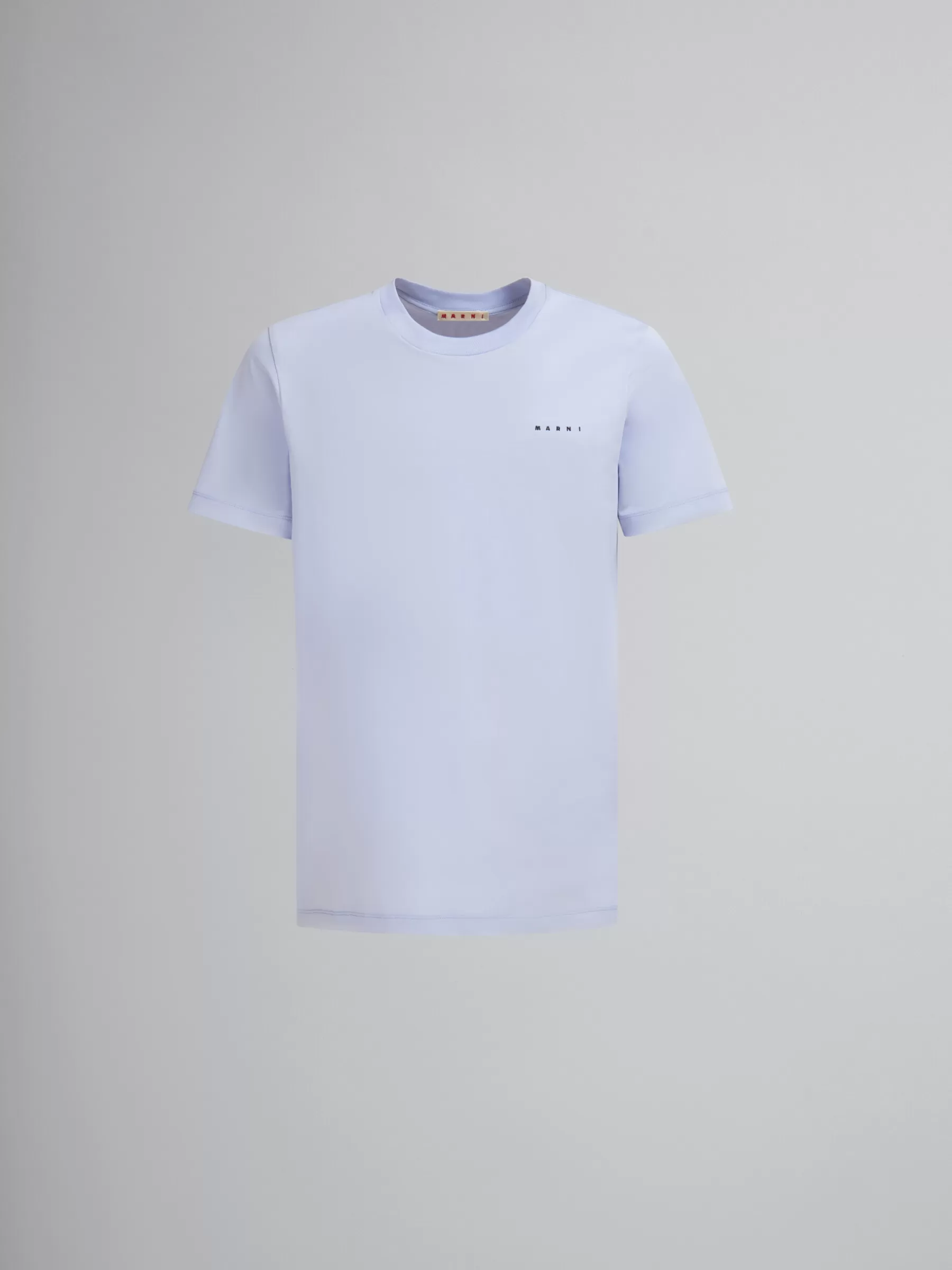 Marni Light Blue Organic Cotton T-shirt With Mini Logo ILLUSIONBLUE Flash Sale