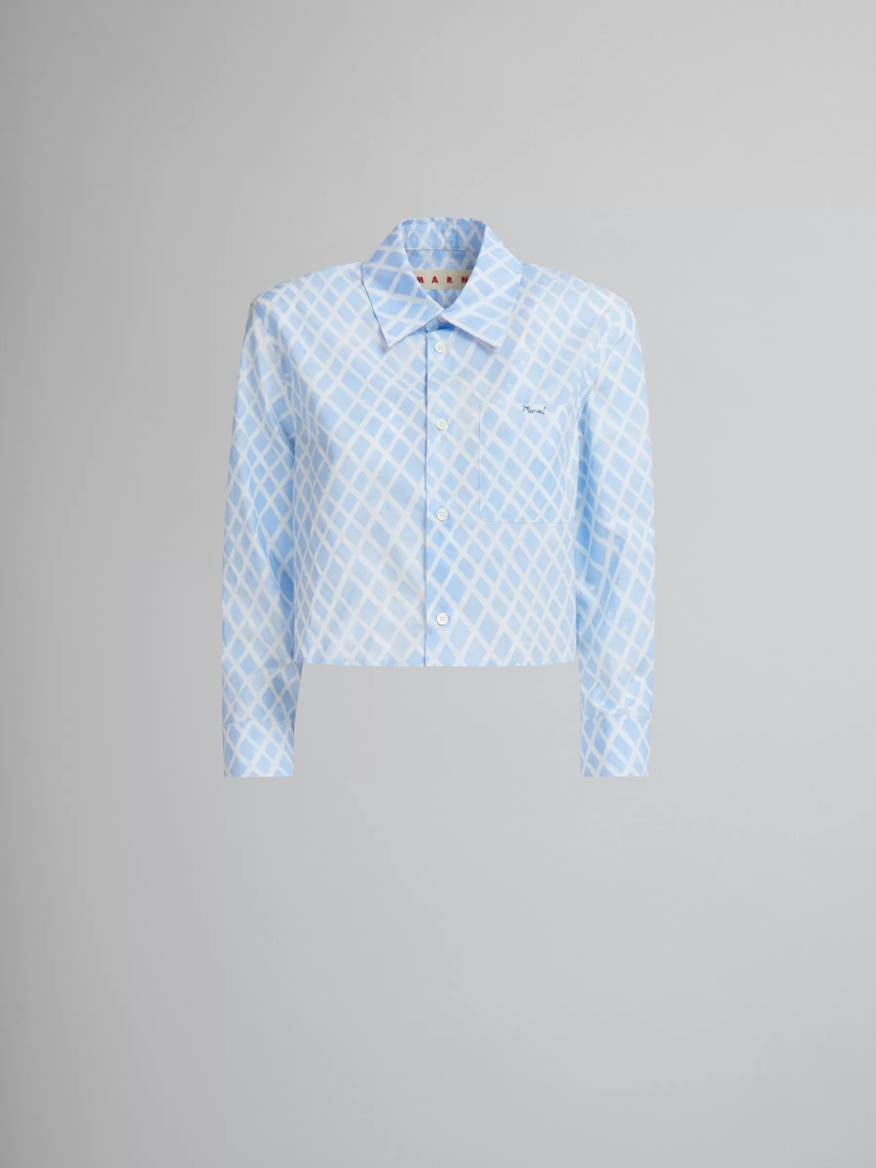 Marni Light Blue Organic Poplin Cropped Shirt With Landscapes Print LIGHTBLUE Hot