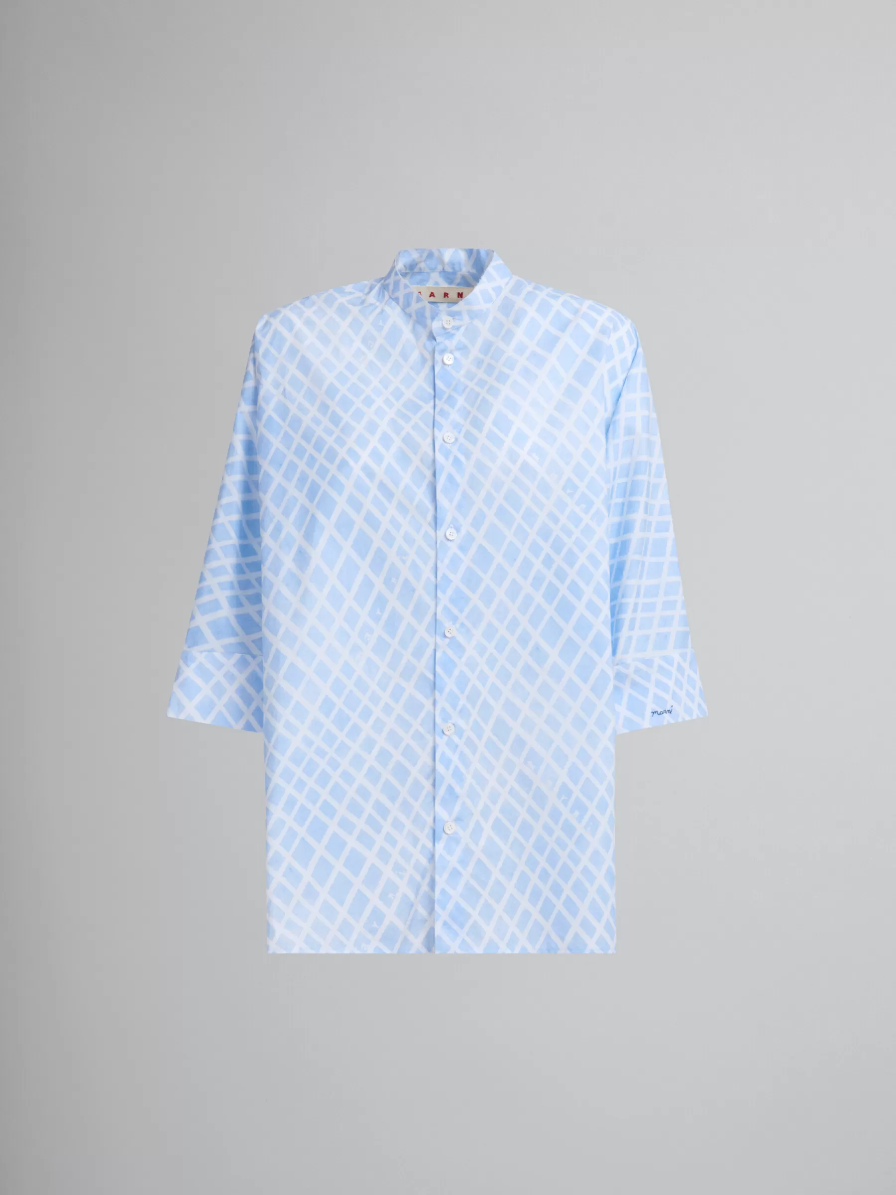 Marni Light Blue Poplin Kimono Shirt With Landscapes Print LIGHTBLUE Discount