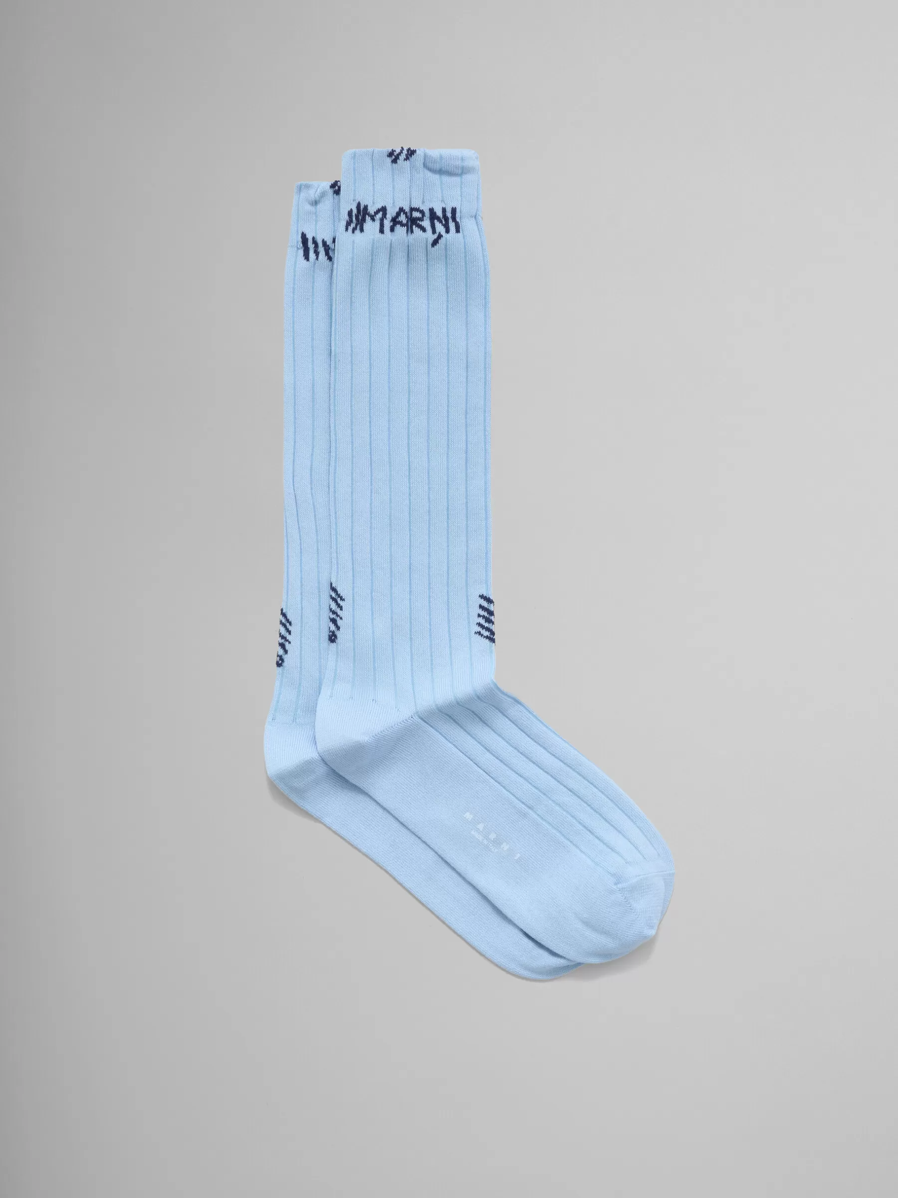 Marni Light Blue Ribbed Cotton Socks With Mending LIGHTBLUE Flash Sale