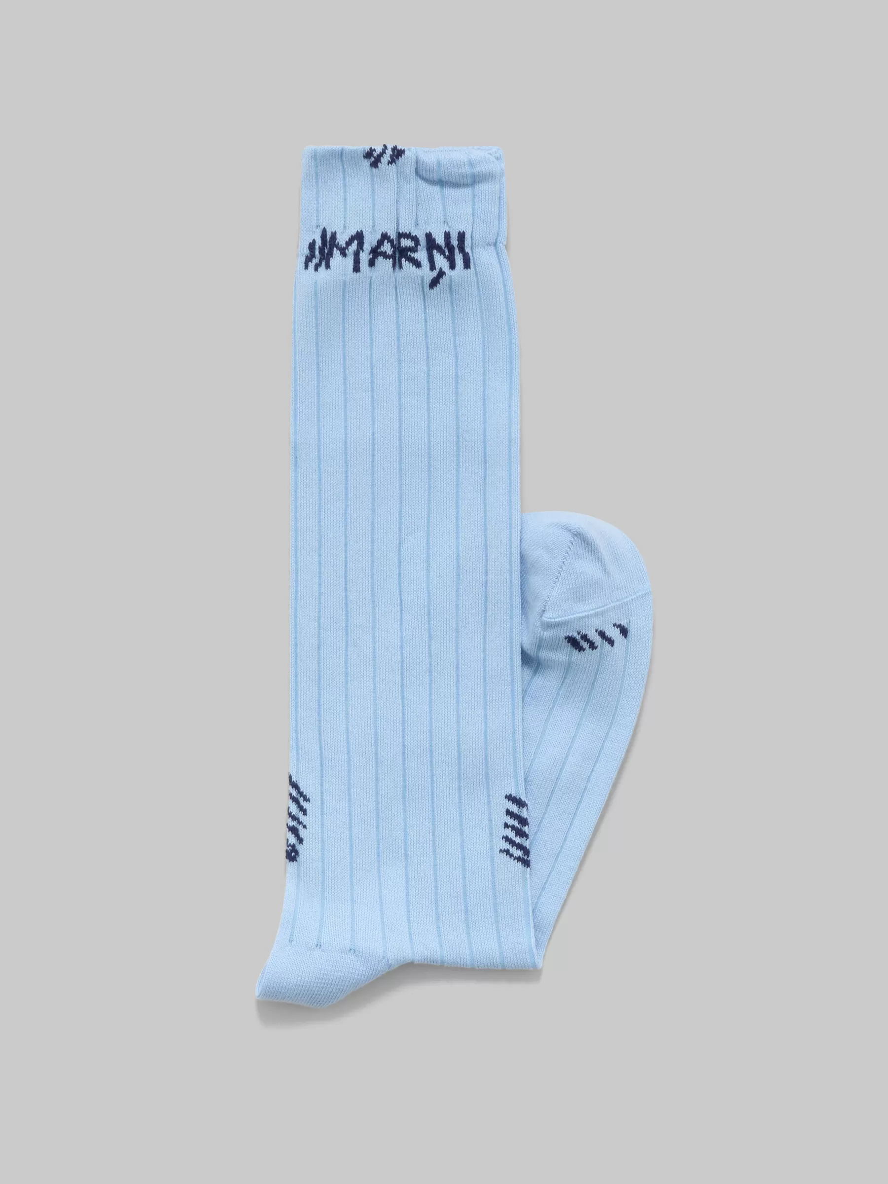 Marni Light Blue Ribbed Cotton Socks With Mending LIGHTBLUE Flash Sale