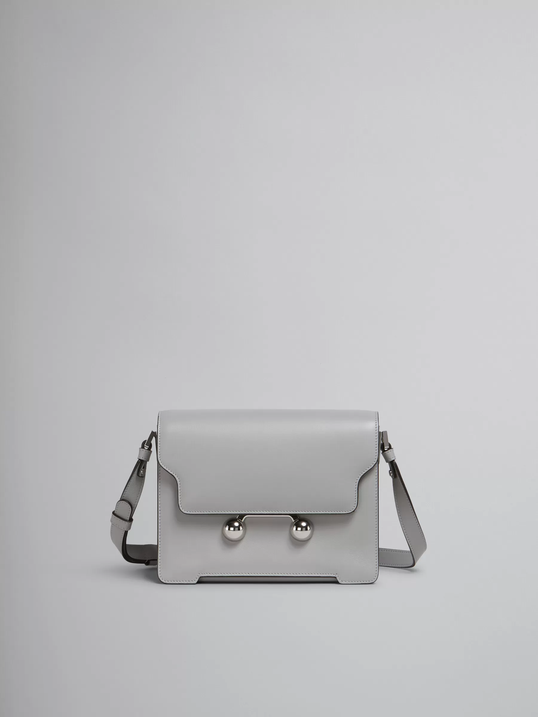 Marni Light Grey Leather Trunkaroo Medium Shoulder Bag ATMOSPHERE Discount