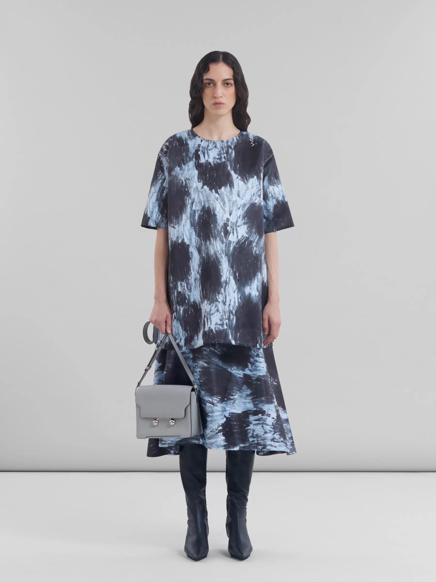 Marni Light Grey Leather Trunkaroo Medium Shoulder Bag ATMOSPHERE Discount