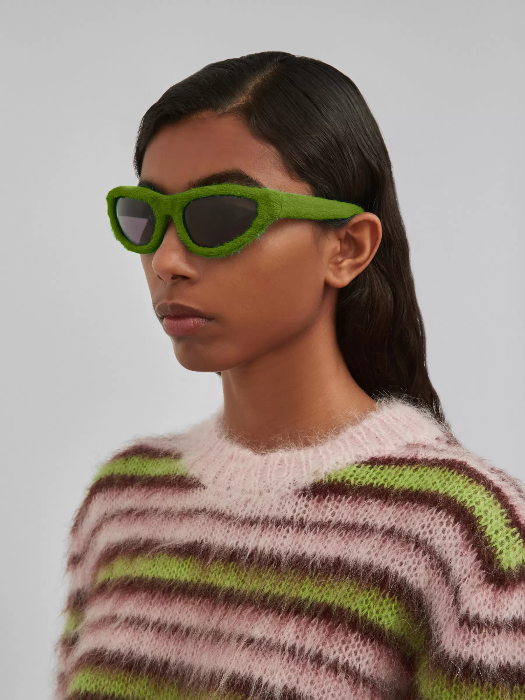 Marni Mavericks Furry Sunglasses GREEN Cheap