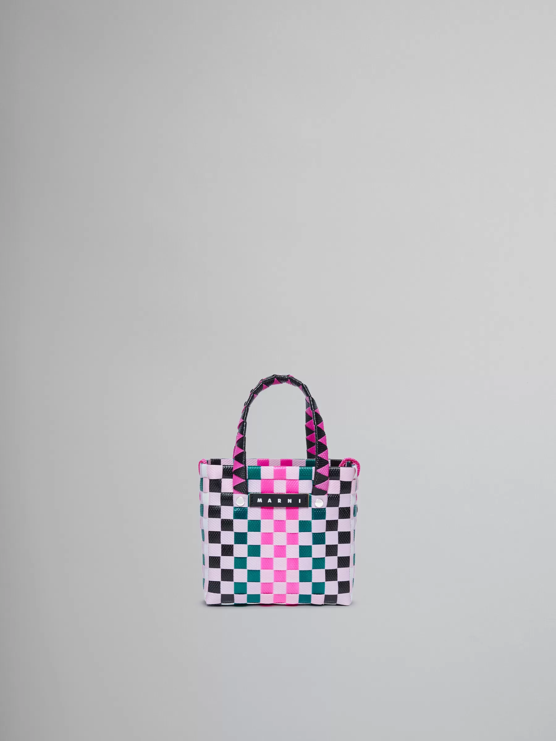 Marni Multicolor Woven Micro Basket Bag LILAC SACKET/BLACK/PINE GREEN Hot