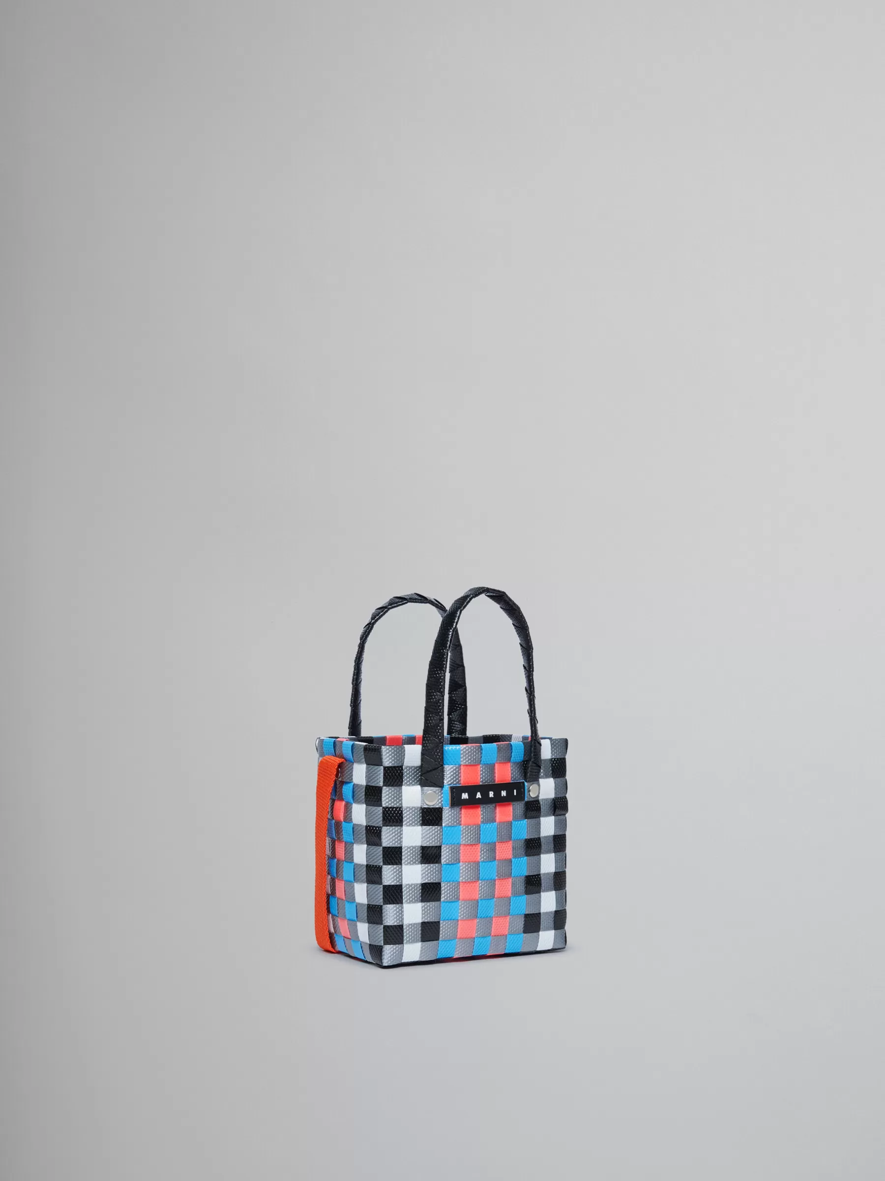 Marni Multicolor Woven Micro Basket Bag BLACK/WHITE/GREY Sale