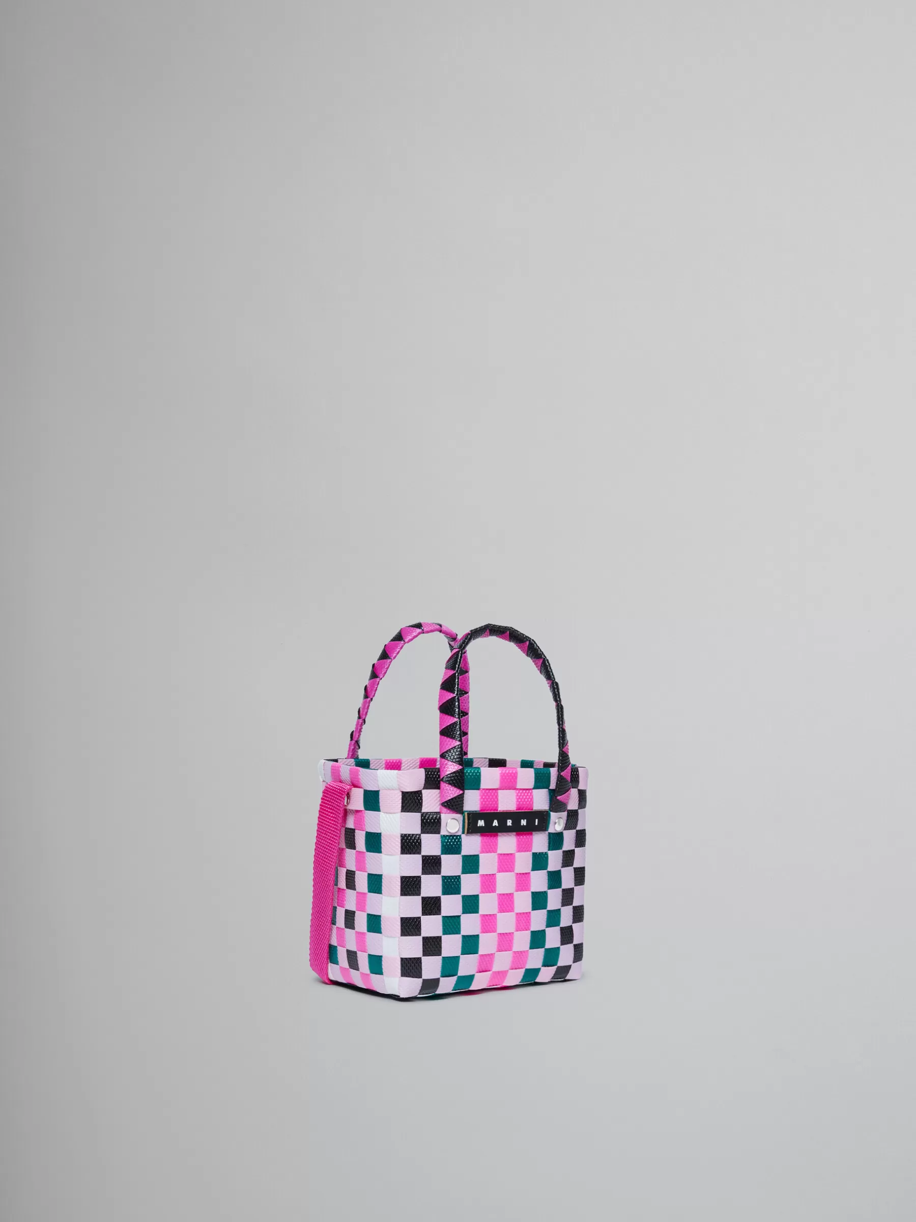 Marni Multicolor Woven Micro Basket Bag LILAC SACKET/BLACK/PINE GREEN Hot